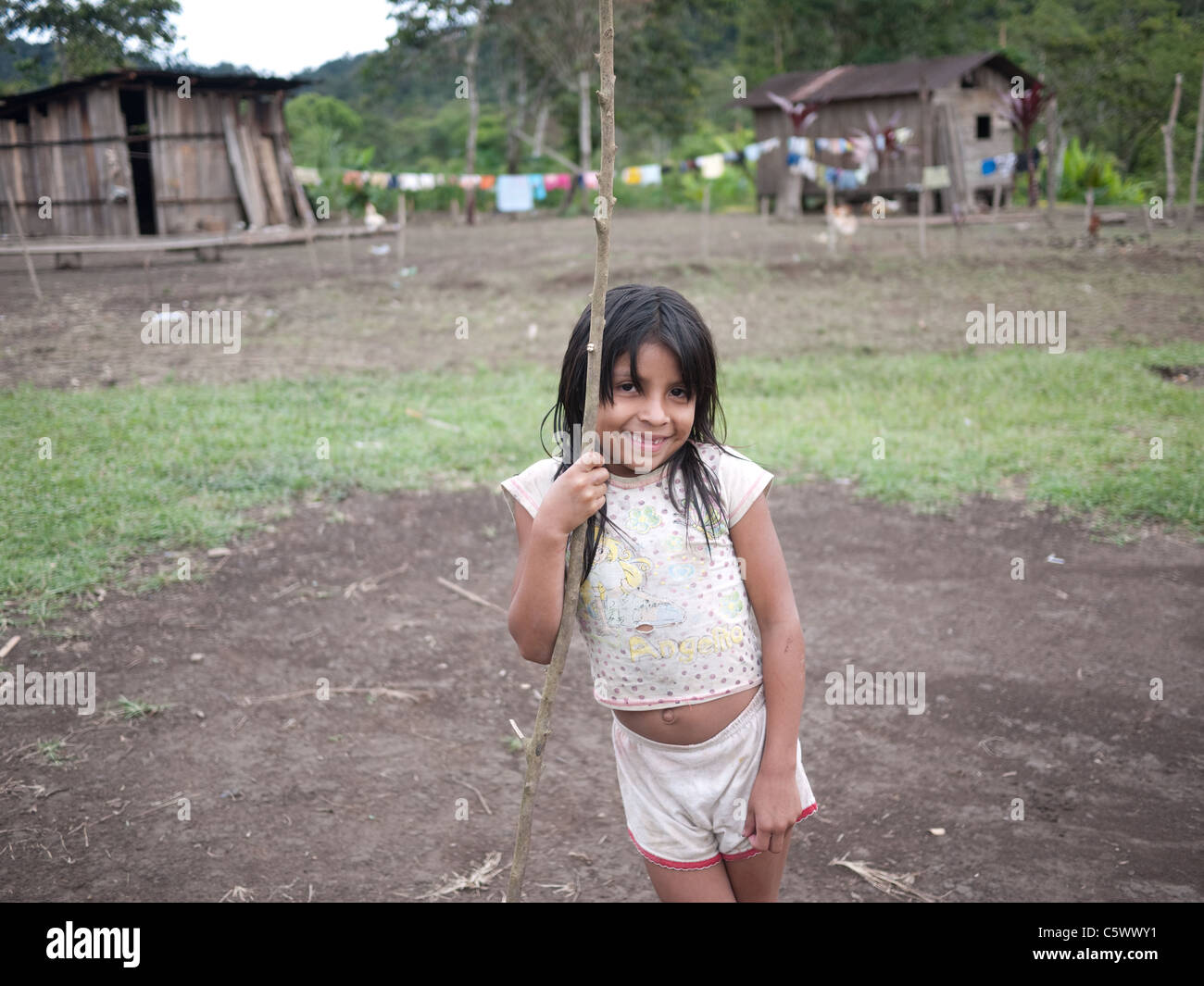 Shuar Indian Girl In The Amazon Jungle Ecuador Stock Photo Royalty