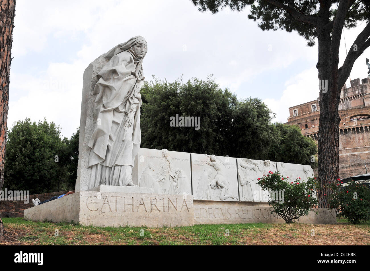 Rome, Italy statue Saint Catherine of Siena at Castel Sant Angelo Stock