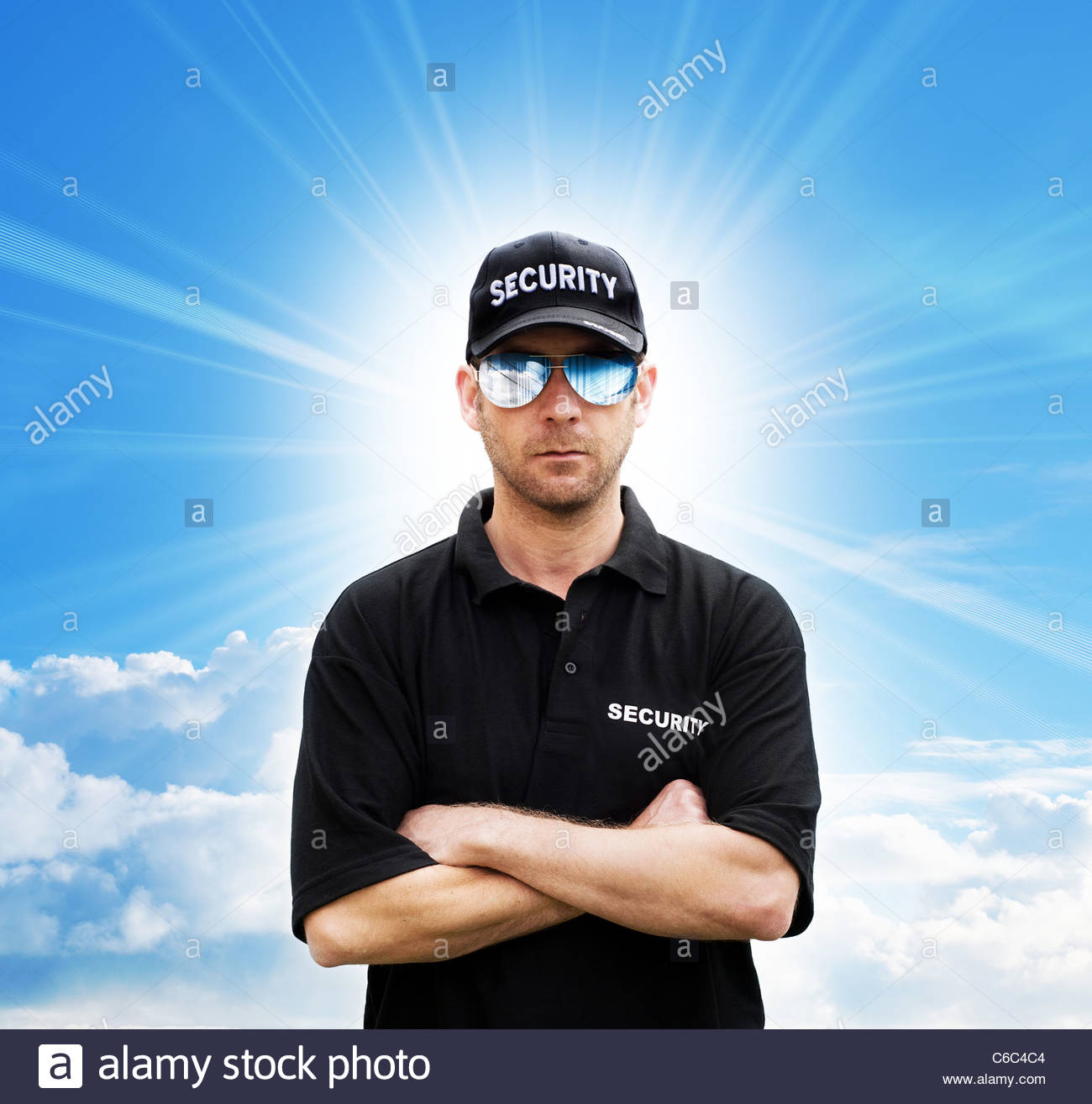 security guard wearing sunglasses Stock Photo, Royalty Free Image