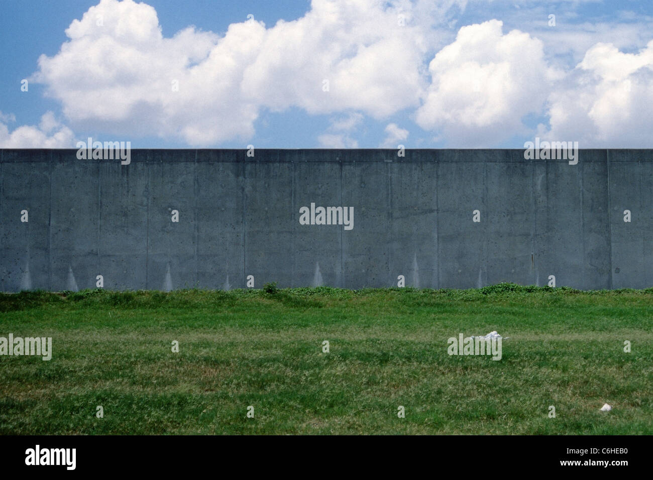 Levee wall in New Orleans' Lower Ninth Ward Stock Photo, Royalty Free