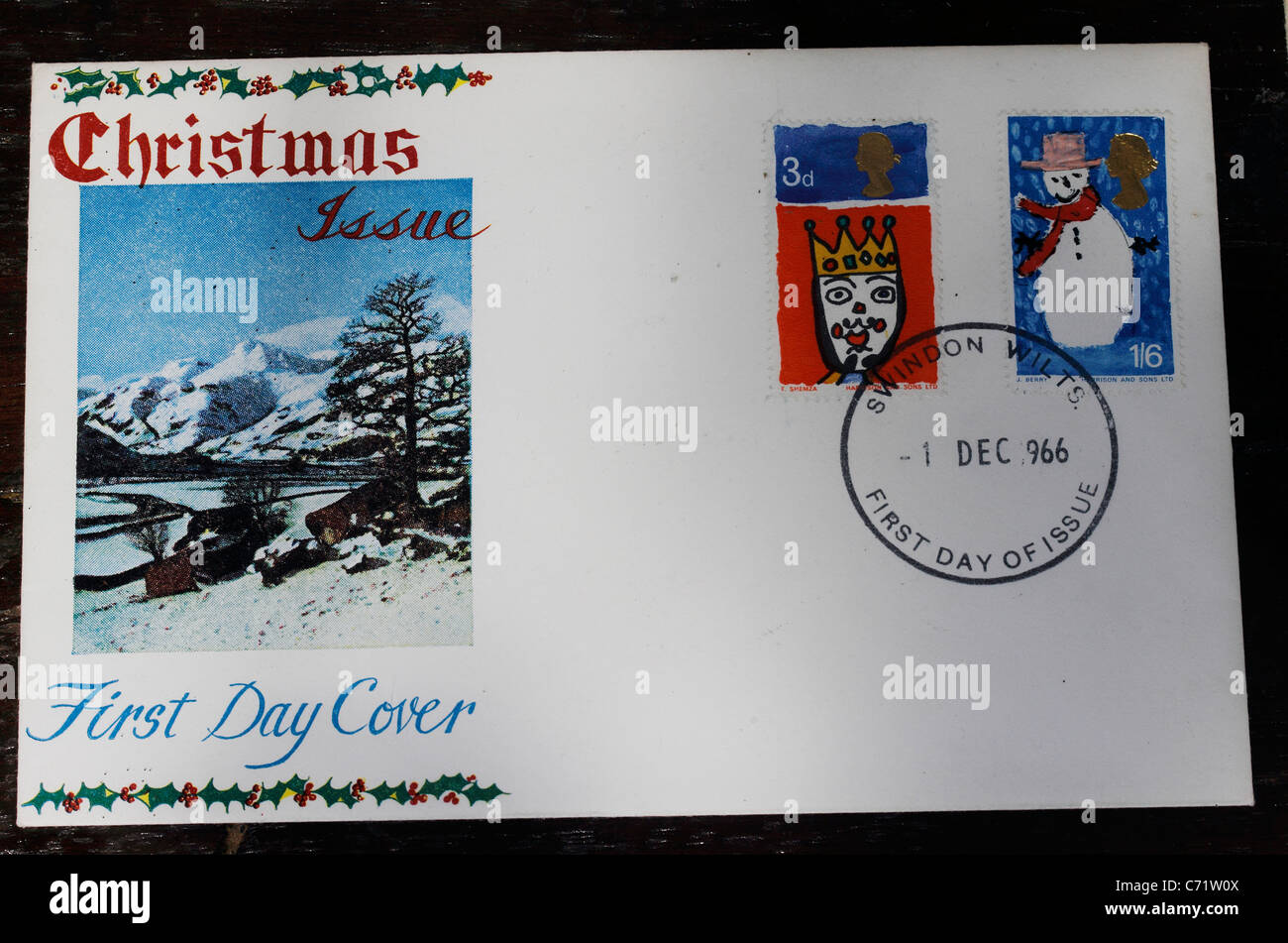 Re Creating First Cover 1966 Postage stamps Christmas First Day Cover The Post Office, recreating a provincial post office counter of the 1960's