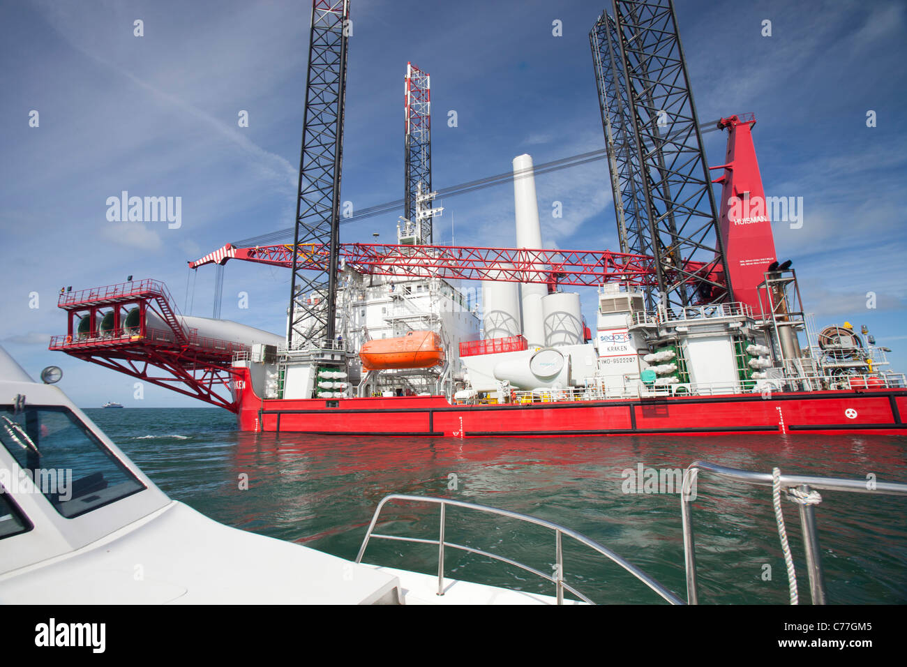 A Jack Up Barge Constructing The Walney Offshore Wind Farm Off Cumbria