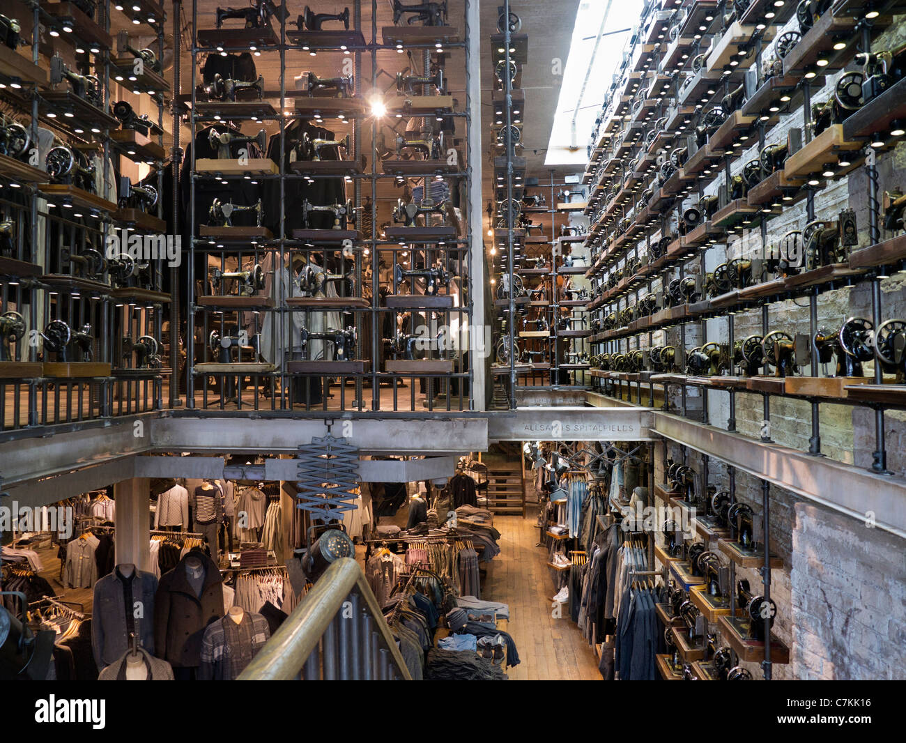 Portobello Road Market, London shop selling antique sewing machines