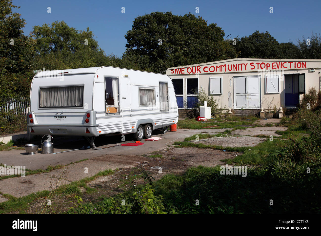 Dale Farm in Basildon, Essex, UK. Site of travellers evicted by local