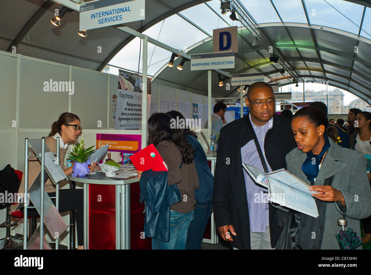 Paris France French People At Jobs Fair Job Hunters Looking At Paris France French People At Jobs Fair Job Hunters Looking At