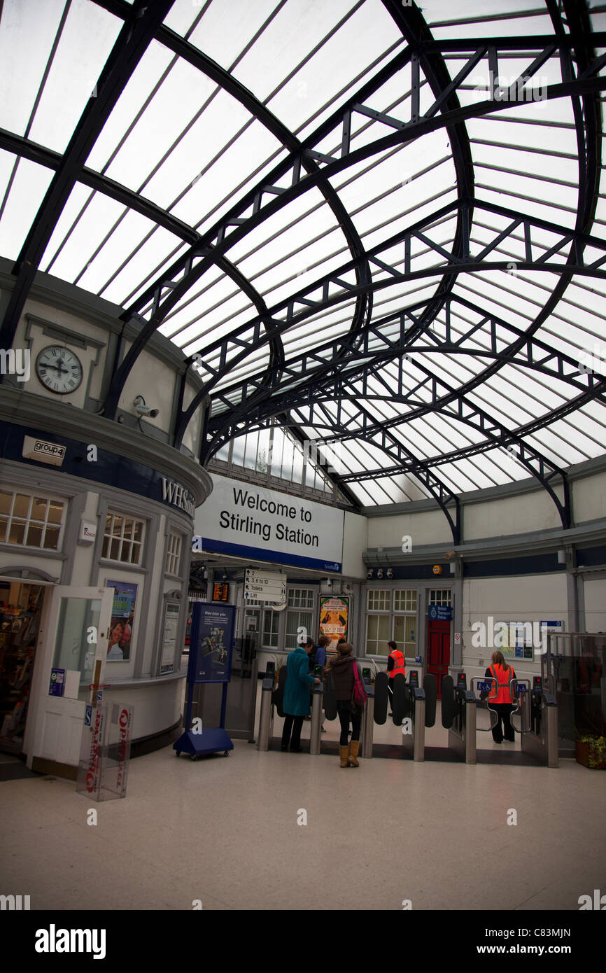 Inside Stirling rail station, Scotland Scotrail passengers travelers