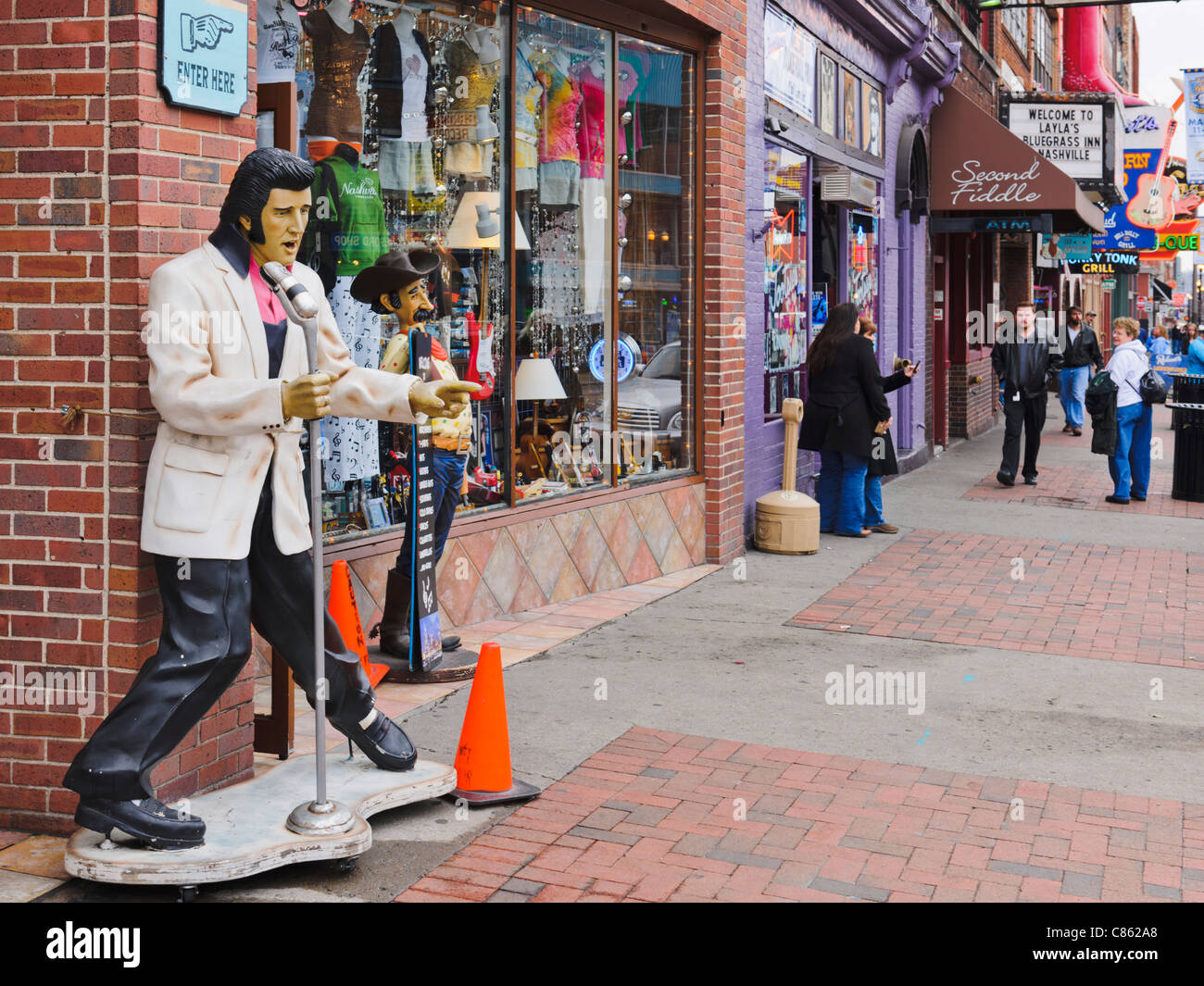 Elvis Presley statue, Lower Broadway Nashville Stock Photo, Royalty