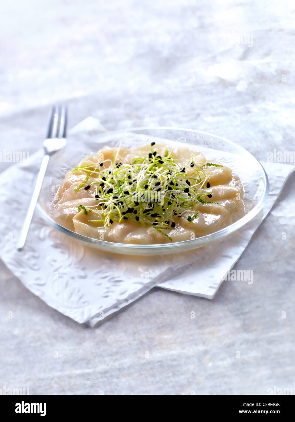 Scallops marinated in lime juice Stock Photo, Royalty Free Image