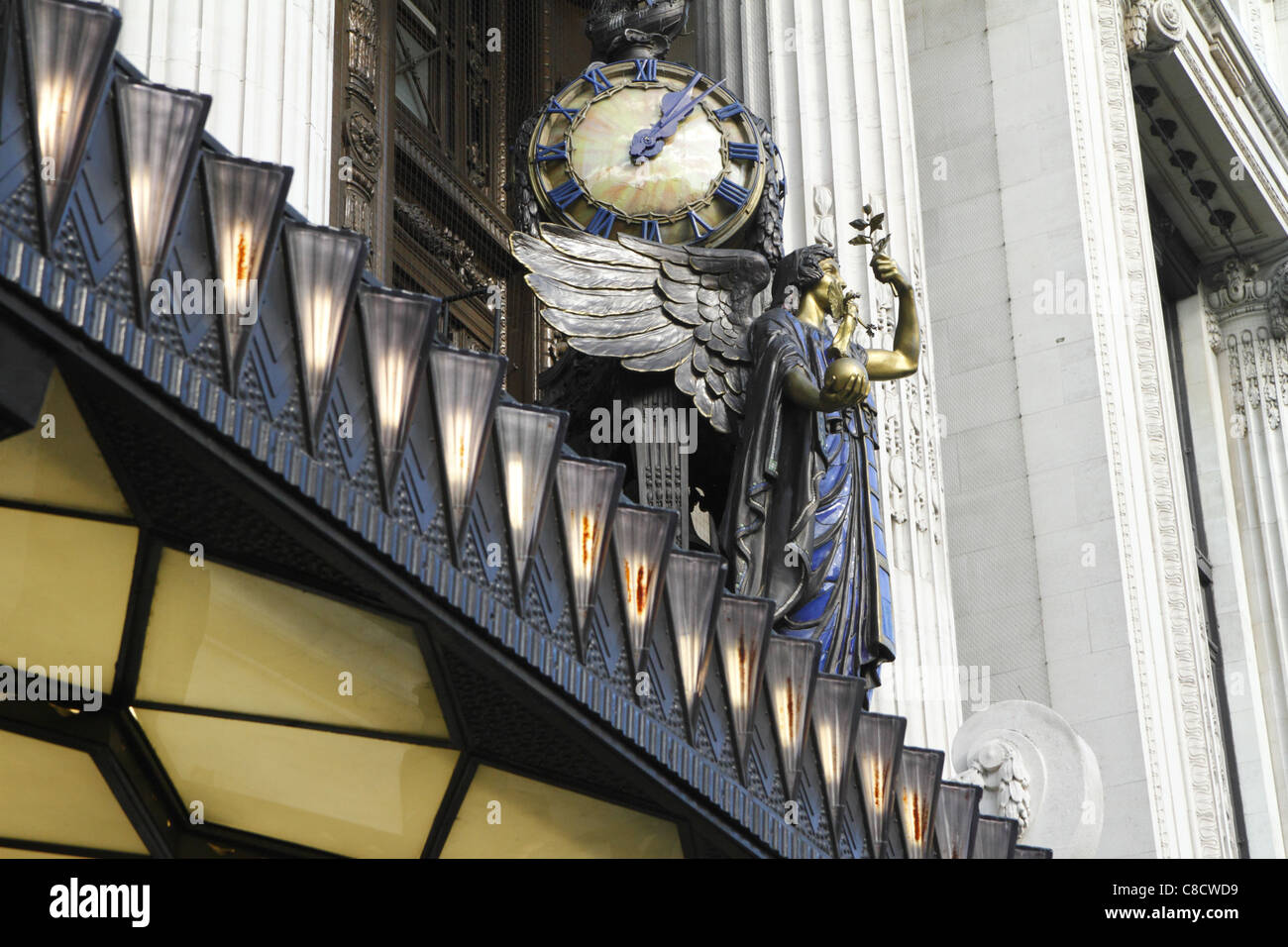 The "Queen of Time" clock at Selfridges department store, London UK