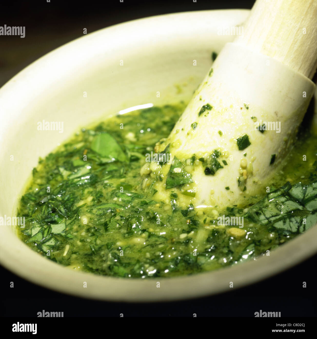 Pesto in pestle and mortar Stock Photo, Royalty Free Image 39625282