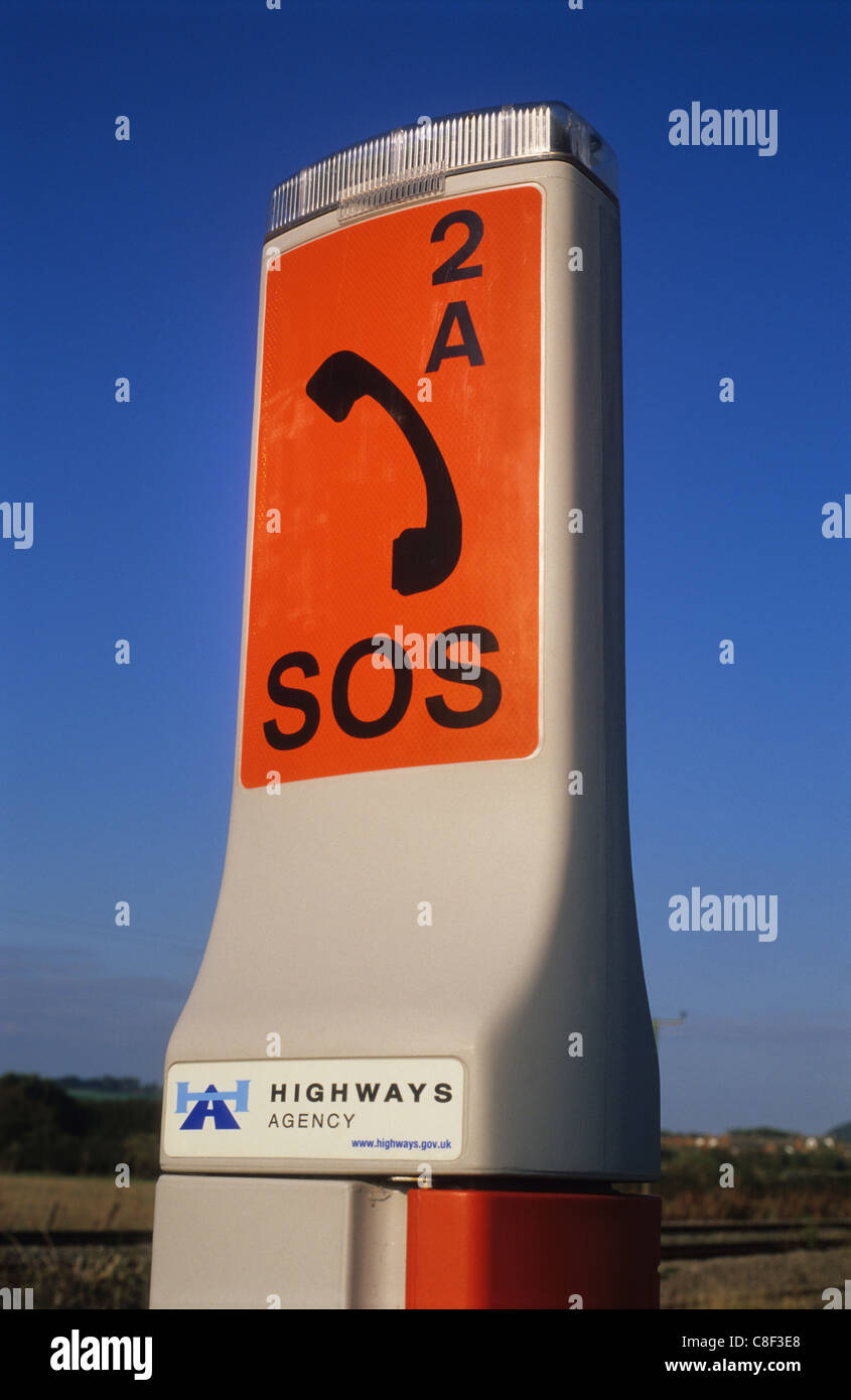 sos emergency breakdown telephone at roadside united kingdom Stock