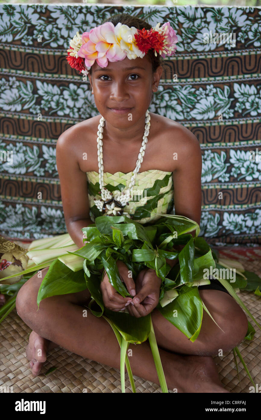Girl on Tuvalu, island in the pacific. (MR Stock Photo, Royalty Free
