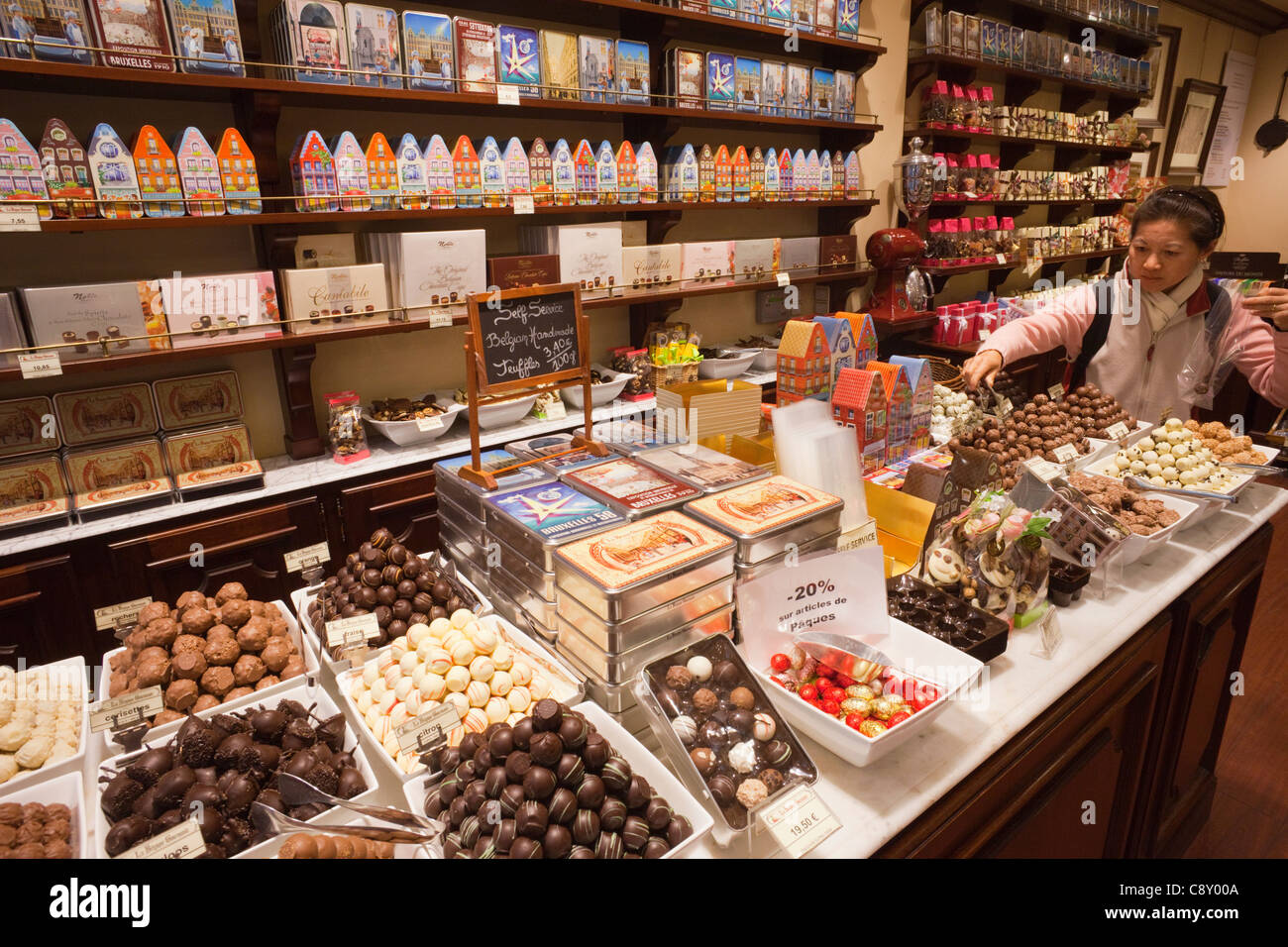 Belgium, Brussels, Chocolate Shop Interior Stock Photo, Royalty Free