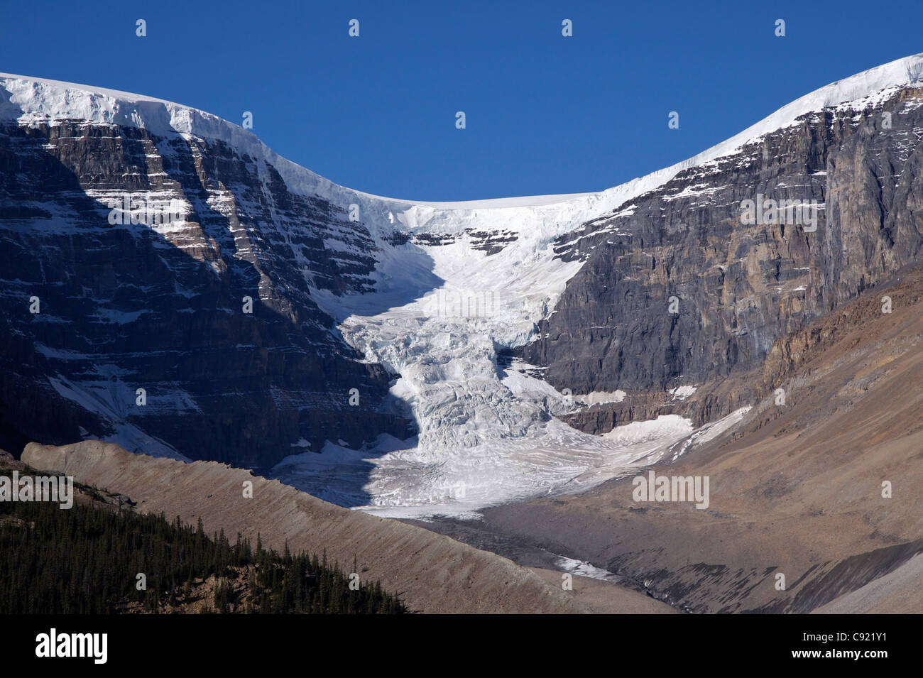 Athabasca Glacier Is In The Columbia Icefields In Jasper National Stock