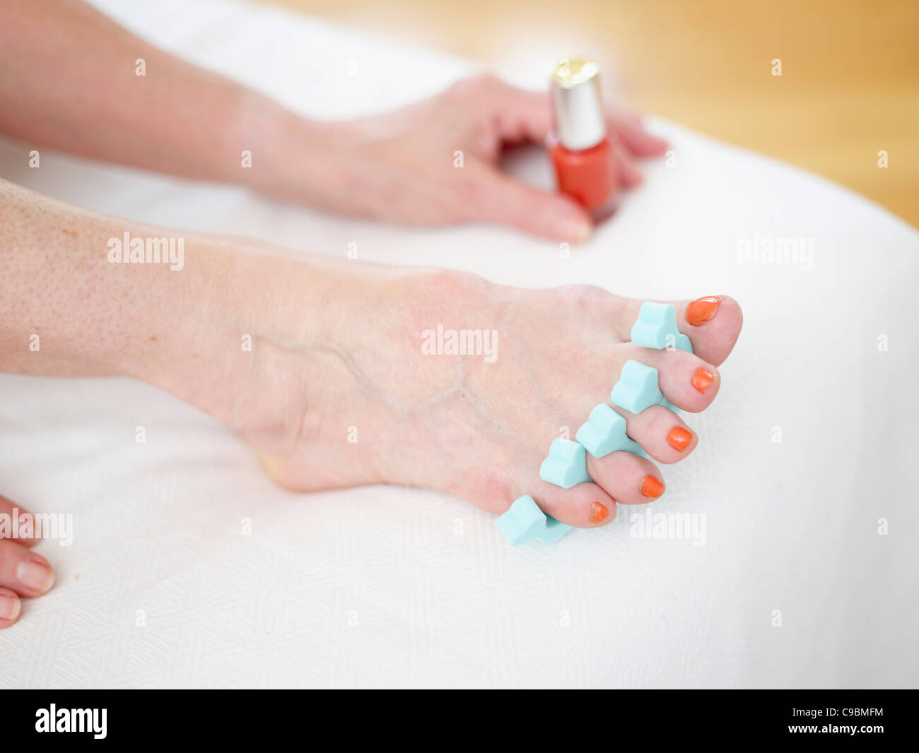 Women Painting Toenails Hi Res Stock Photography And Images Alamy