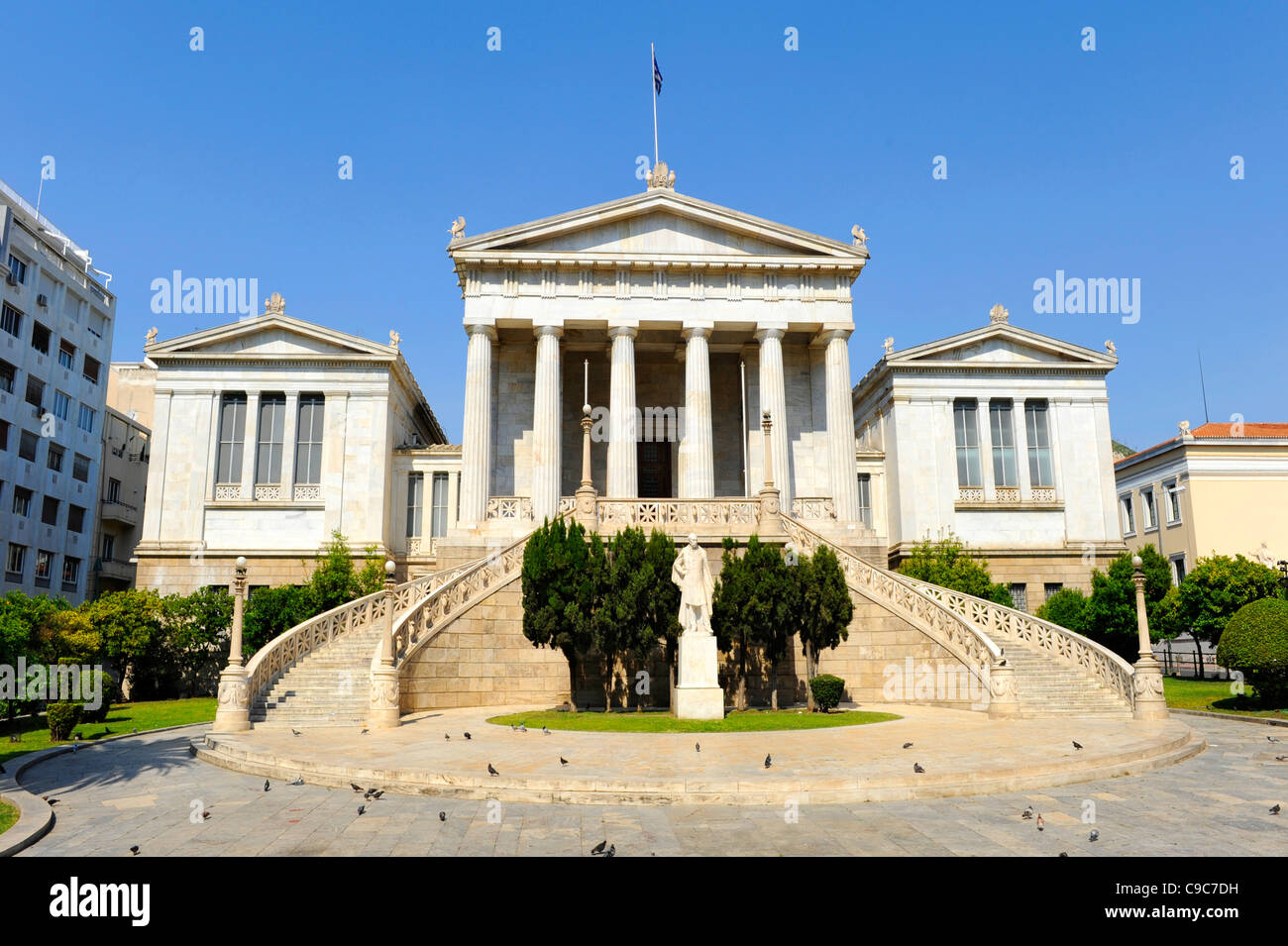 Greek National Library Athens Greece trilogy theophil hansen Stock