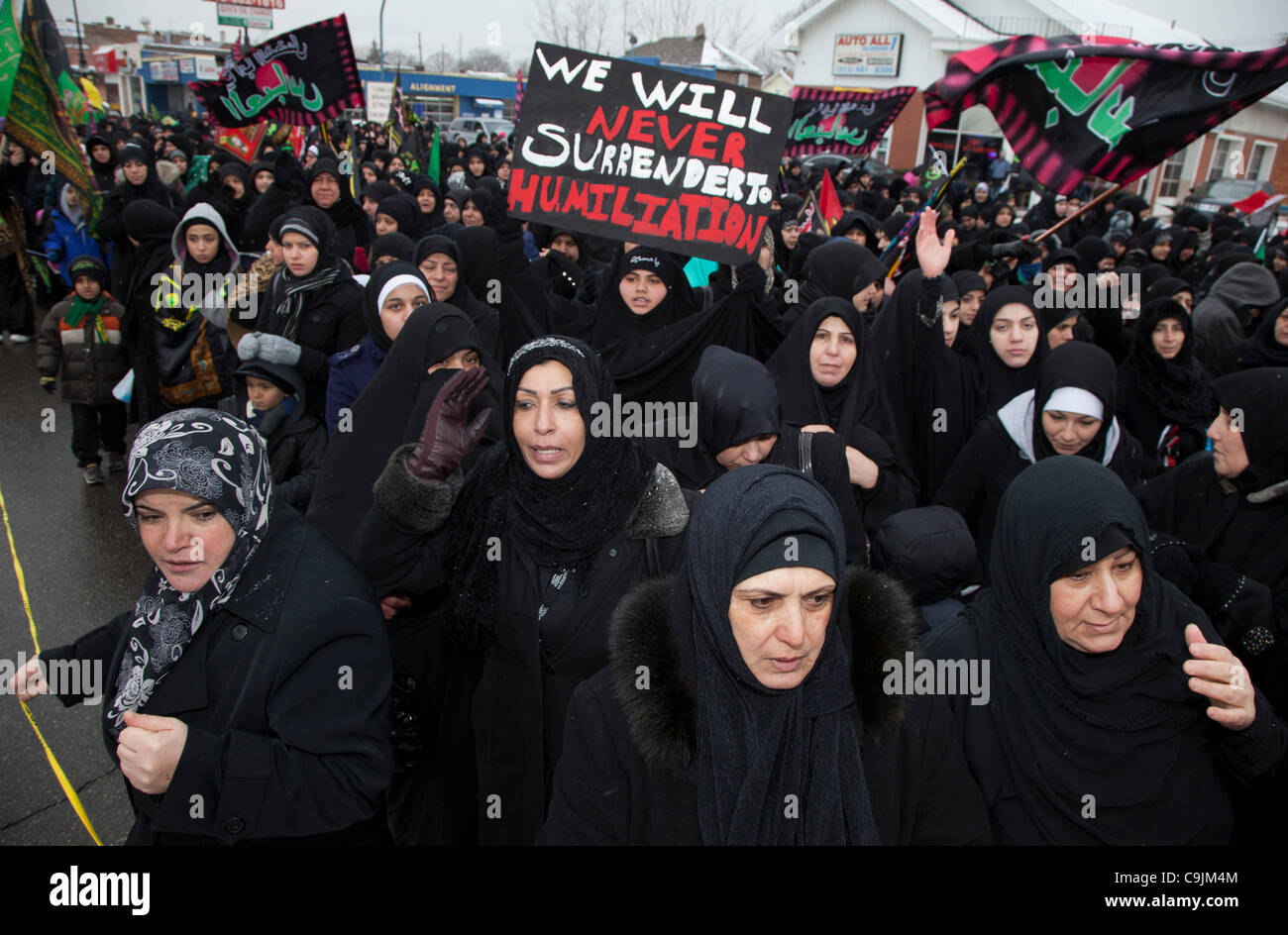 Dearborn, Michigan Shia Muslims marched through the streets of Stock