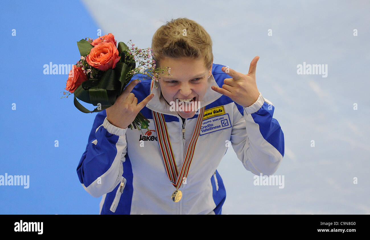 Arianna Fontana after winning European Speed Skating Championships