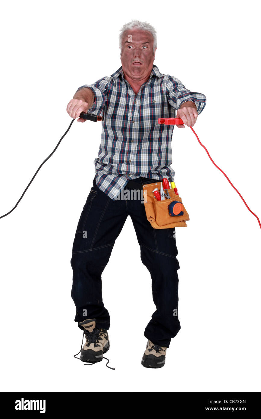 A shocked electrician Stock Photo, Royalty Free Image 41338437 Alamy