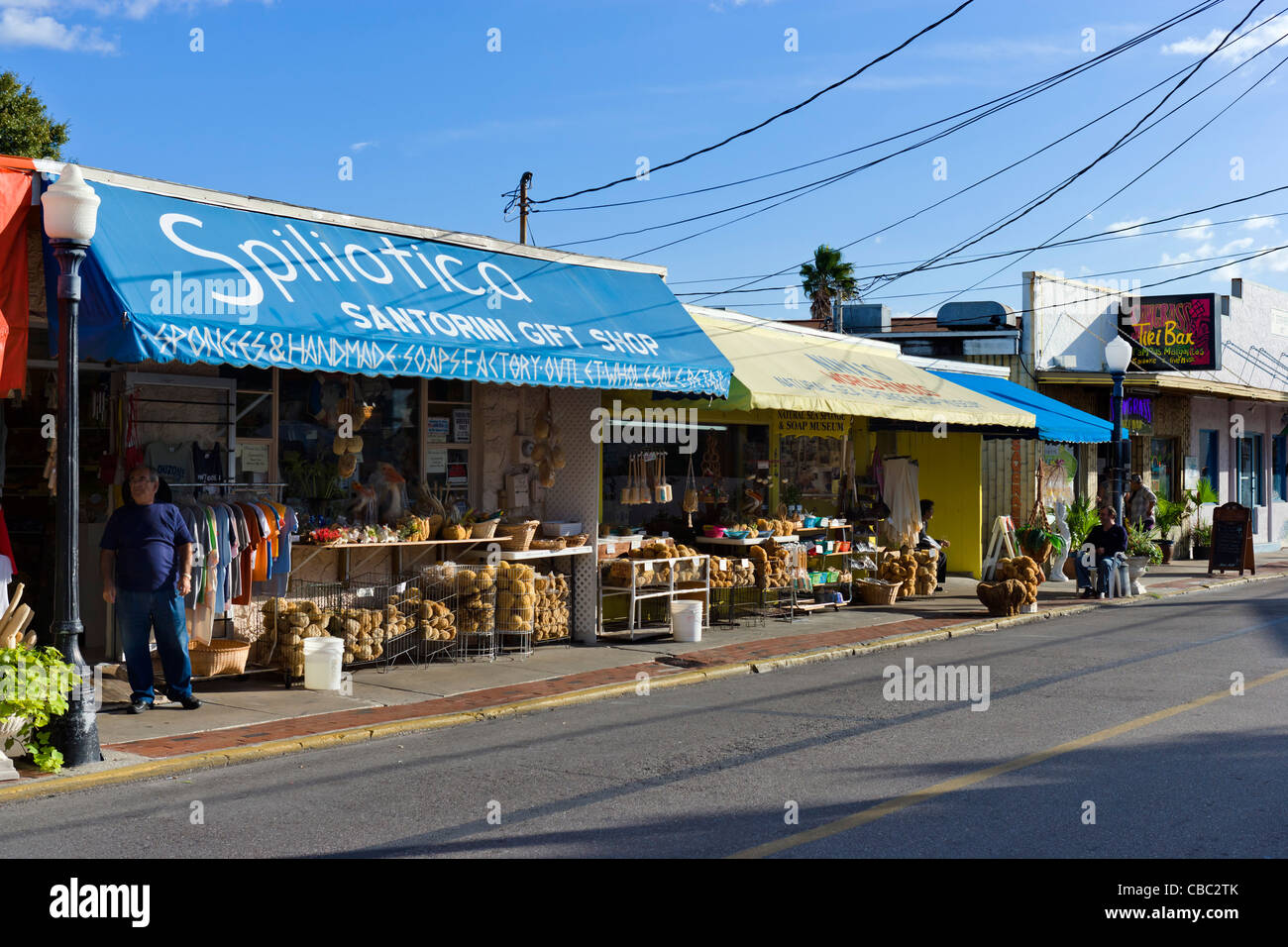 Shops and bars on Athens Street at the Sponge Docks, Tarpon Springs