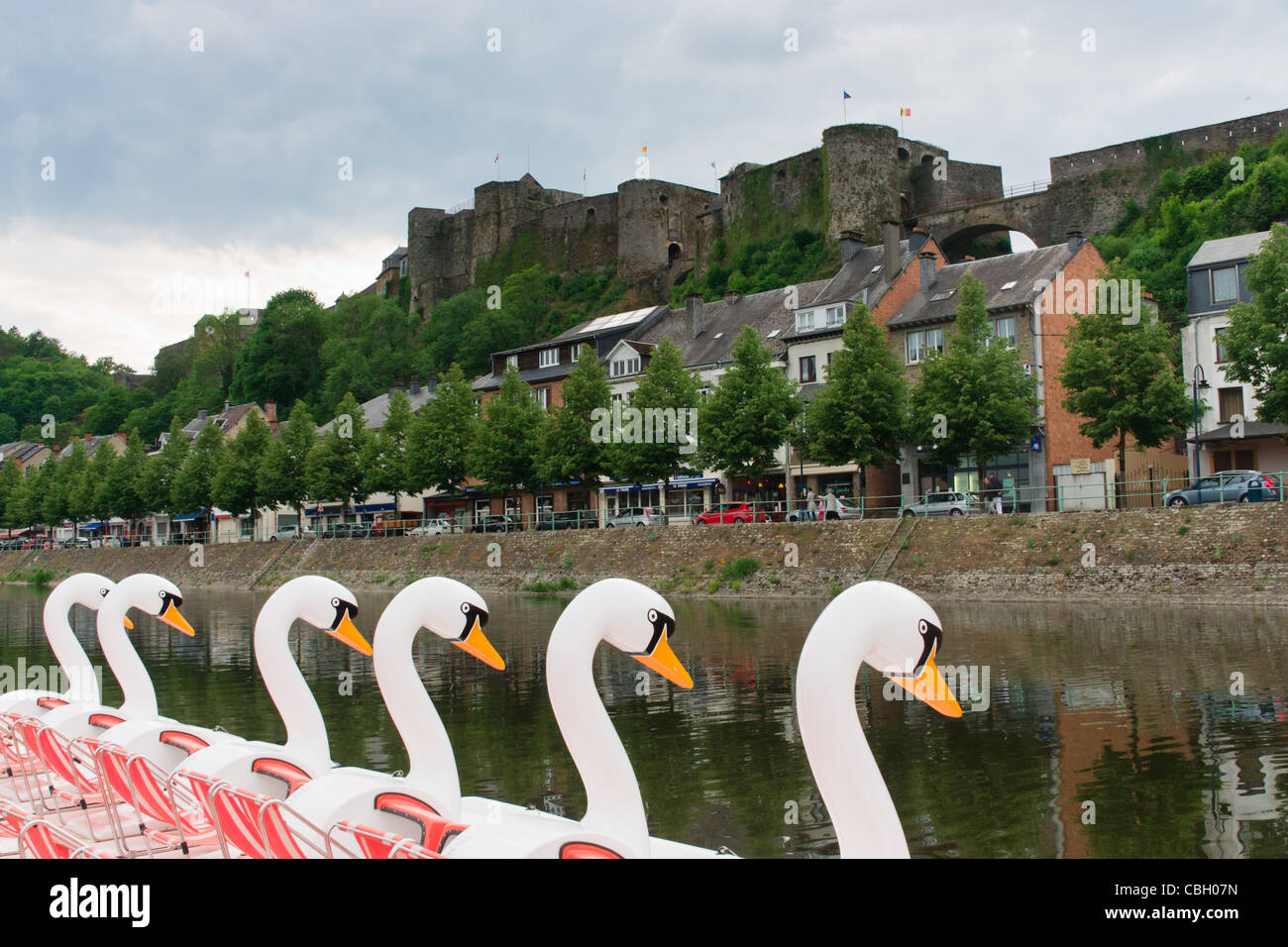 Bouillon Belgium Swan Shaped Boats On The River The Town And