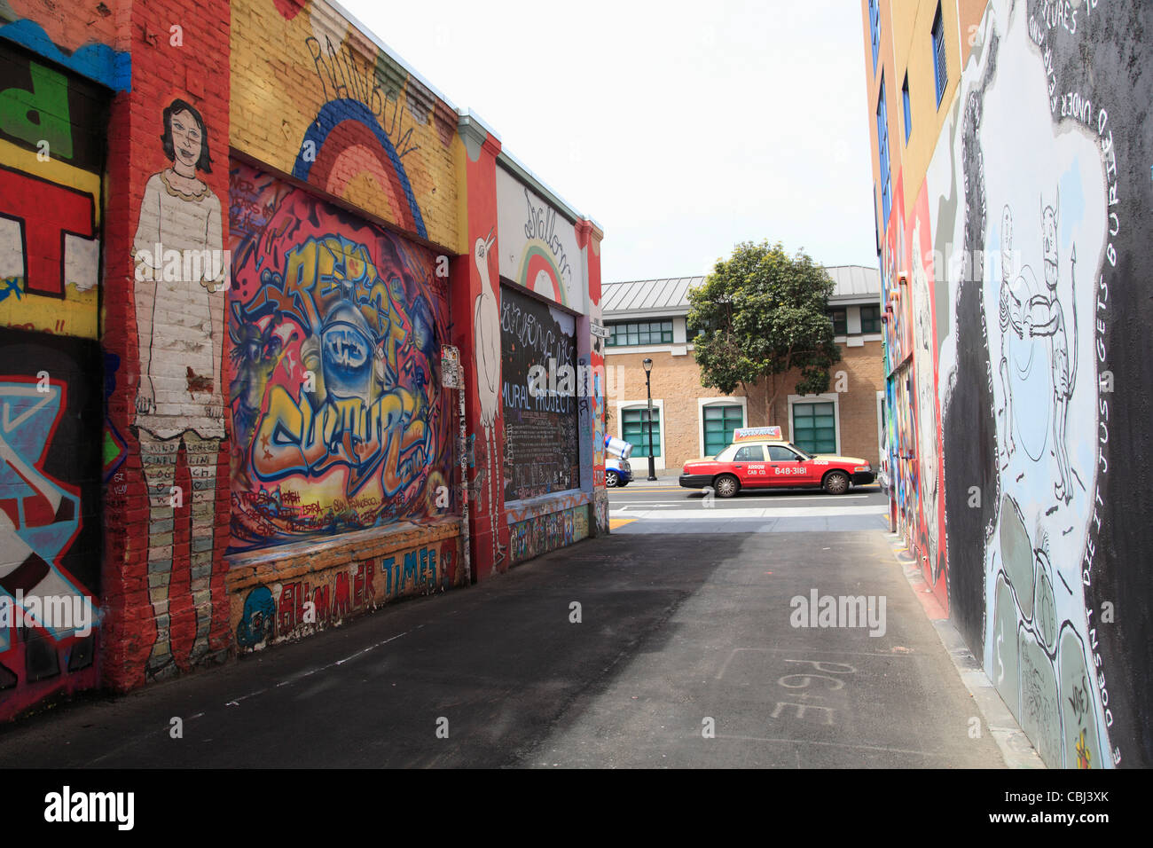 Murals, Clarion Alley, Mission District, Mission, San Francisco Stock Photo, Royalty Free Image