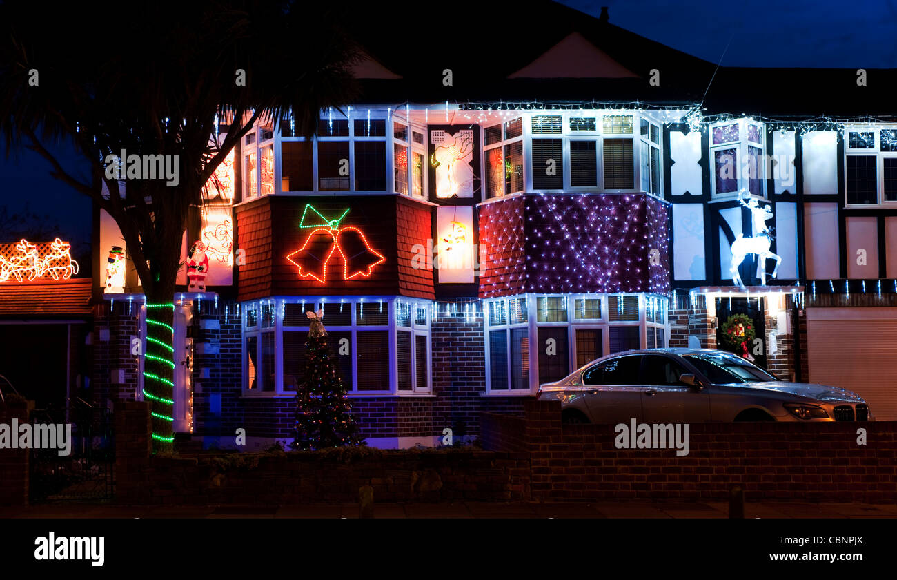semi detached houses decorated with christmas lights in semi detached houses decorated with christmas lights in