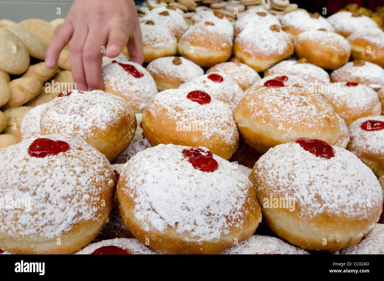 Sufganiot Israeli Hanukkah Doughnuts Jewish Holiday on display in