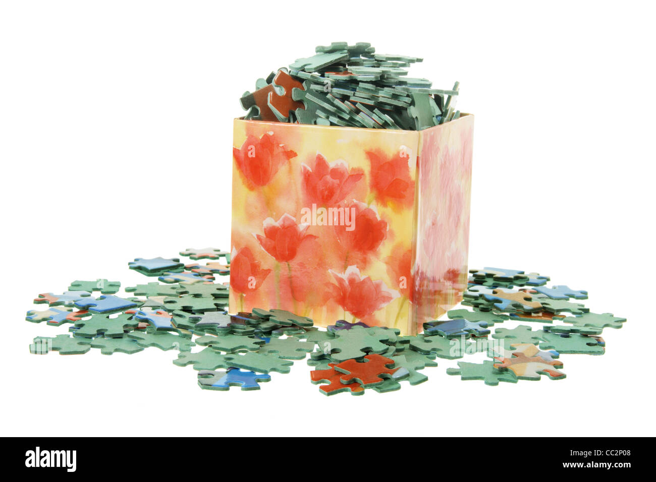 Jigsaw Puzzle Pieces In Box Stock Photo Alamy