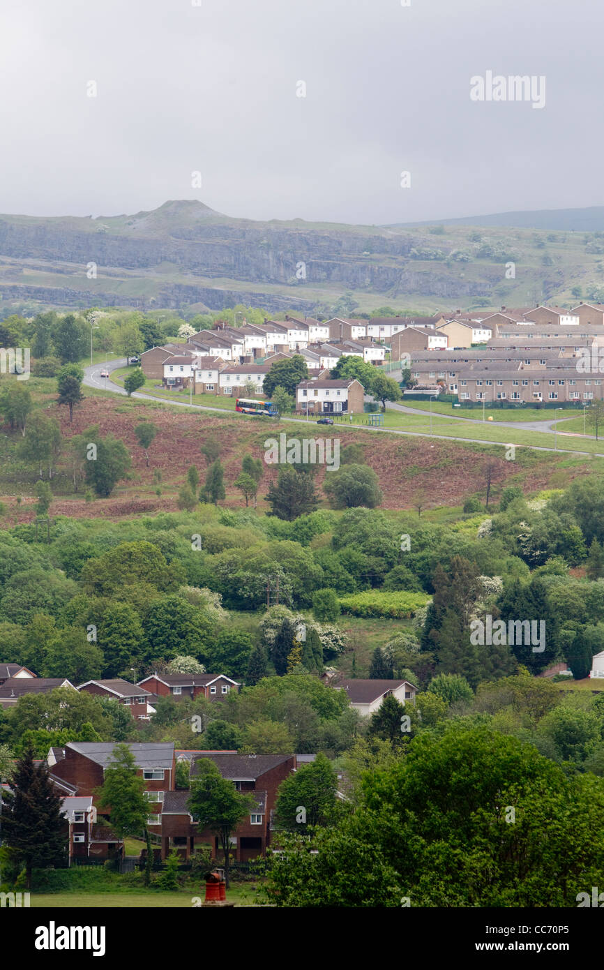 The Gurnos Council Housing Estate in Merthyr Tydfil, South Wales Stock