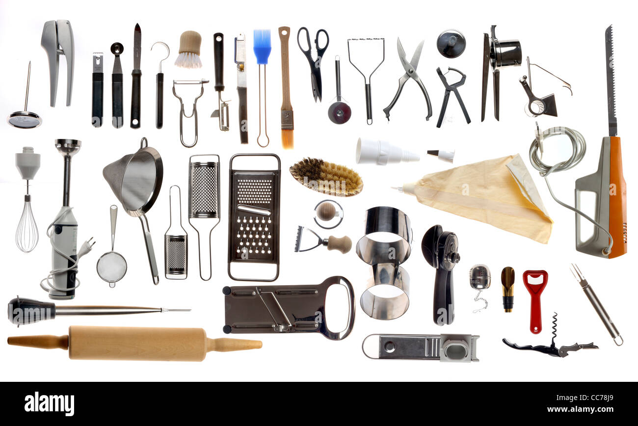 Compilation Of Various Kitchen Utensils Kitchen Tools Stock Photo