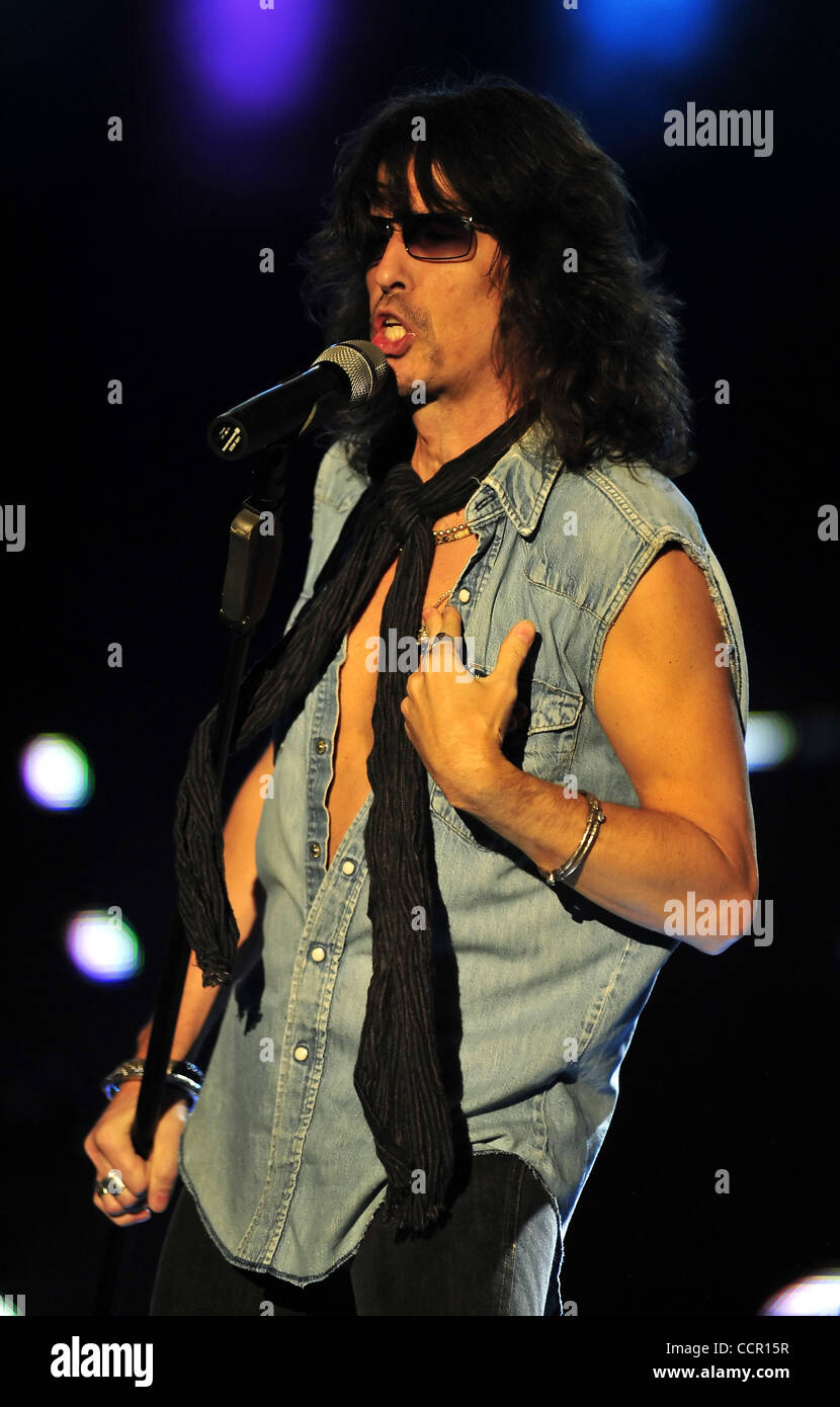 Lead Singer Kelly Hansen of the rock band Foreigner, during a live Stock Photo, Royalty Free
