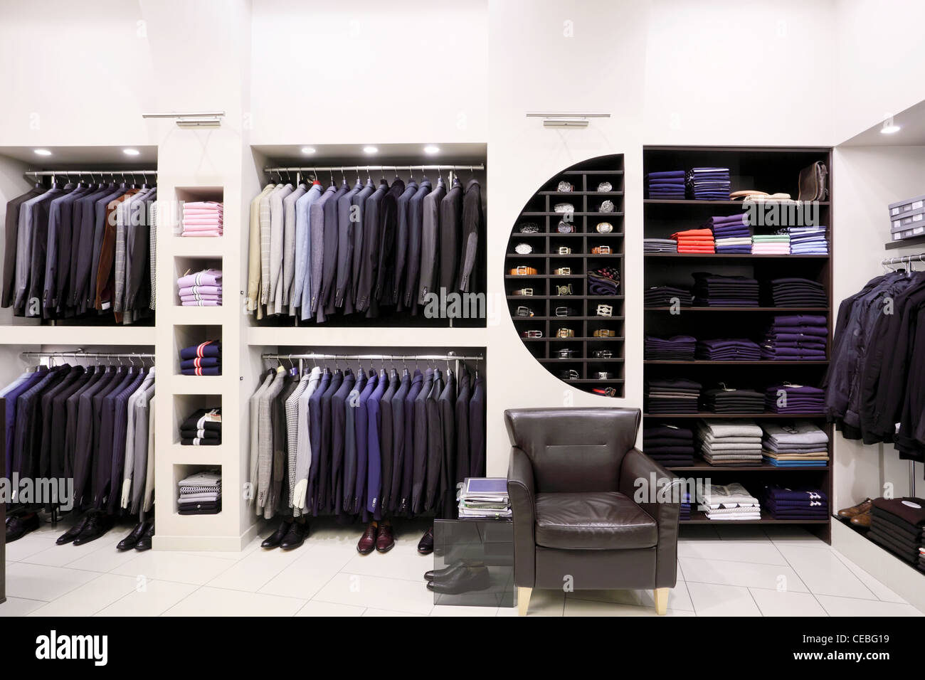 Luxury men&#39;s clothes and accessories in modern shop interior Stock Photo, Royalty Free Image ...