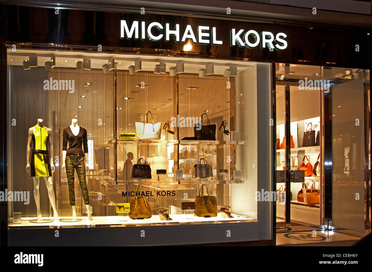 Michael Kors Store Paris France fashion designer couturier Rue Stock Photo, Royalty Free Image ...
