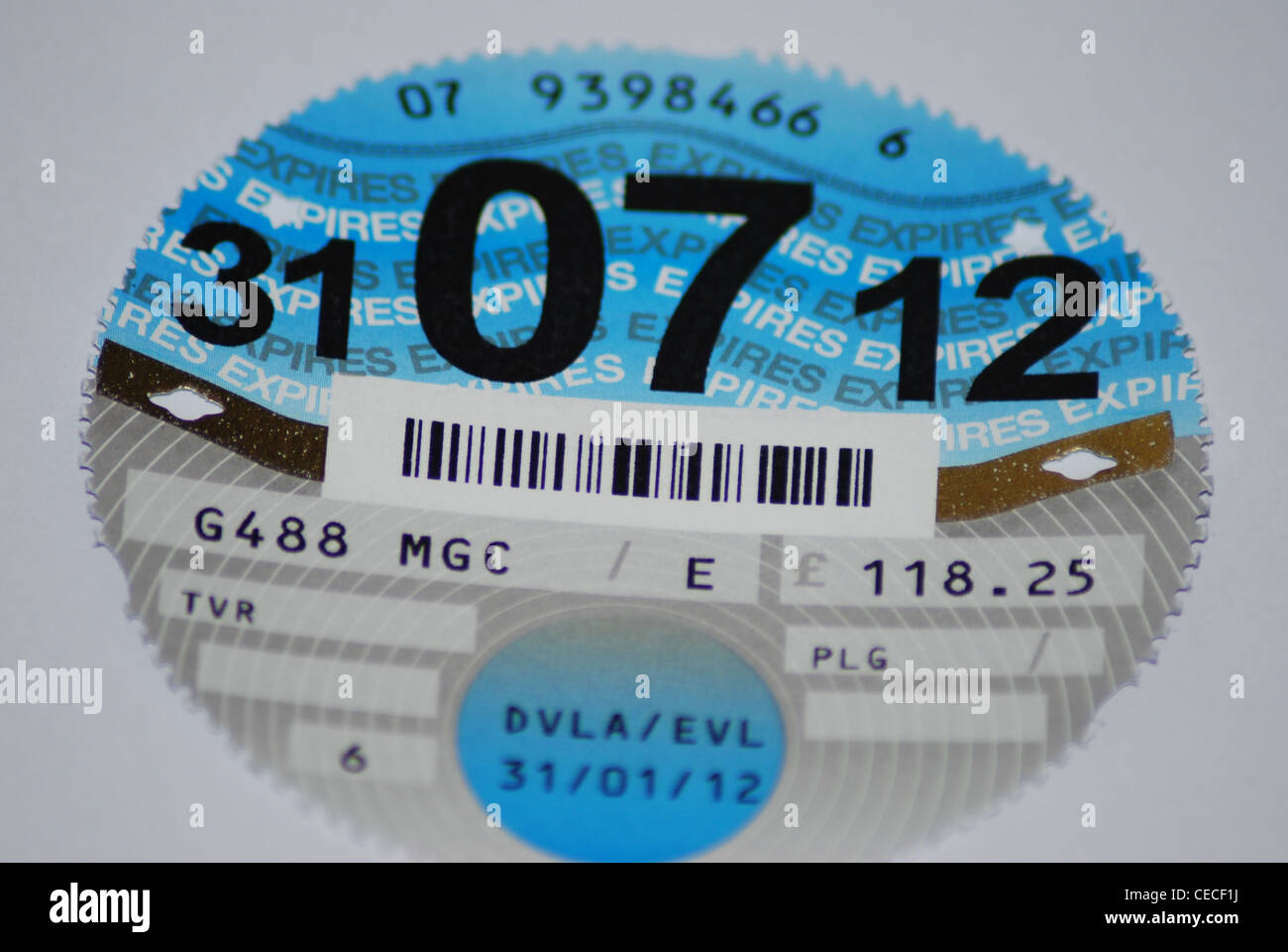 motor car tax disc from the dvla Stock Photo, Royalty Free Image