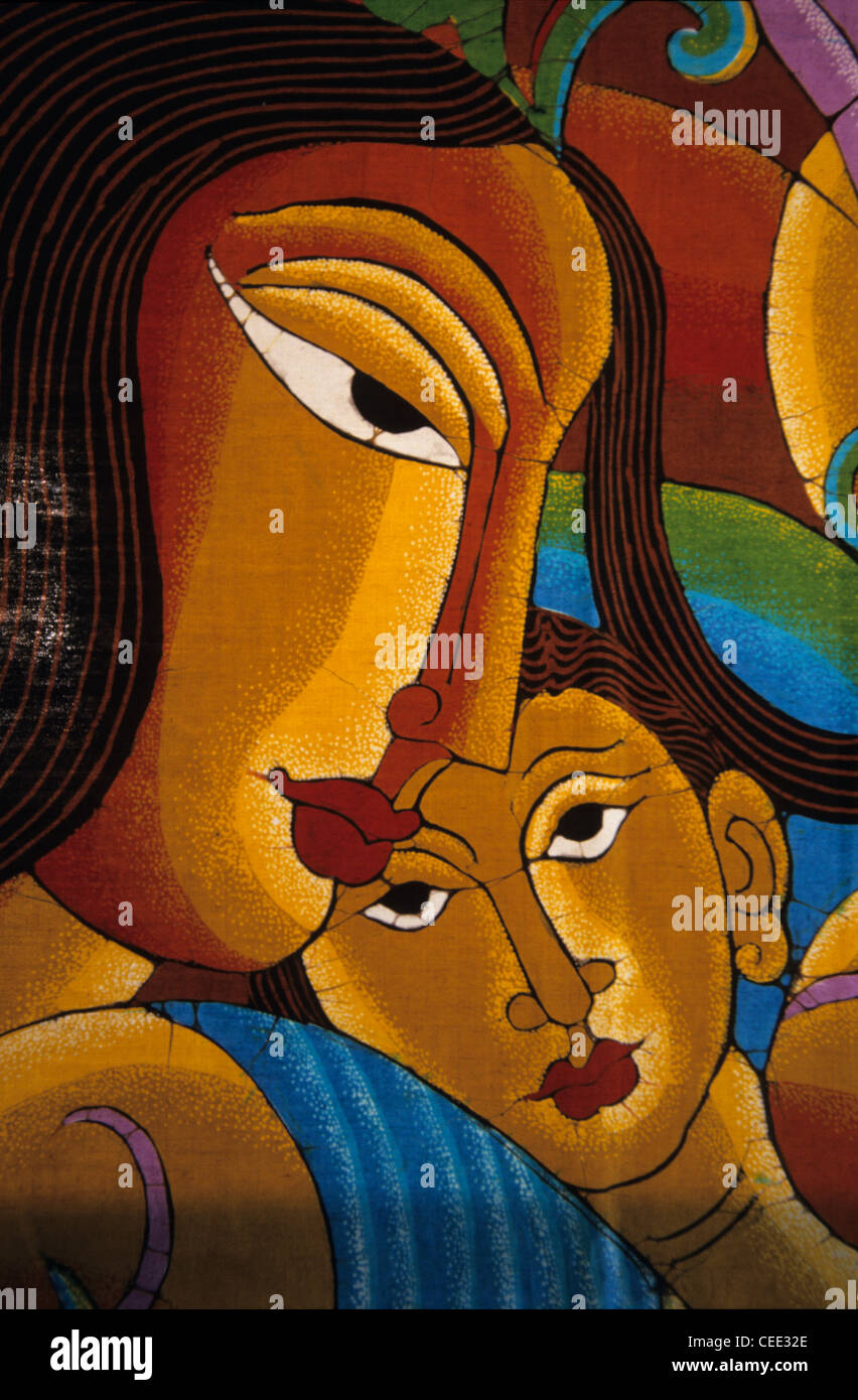 Traditional paintings on batiks, Matale, Sri Lanka Stock Photo, Royalty