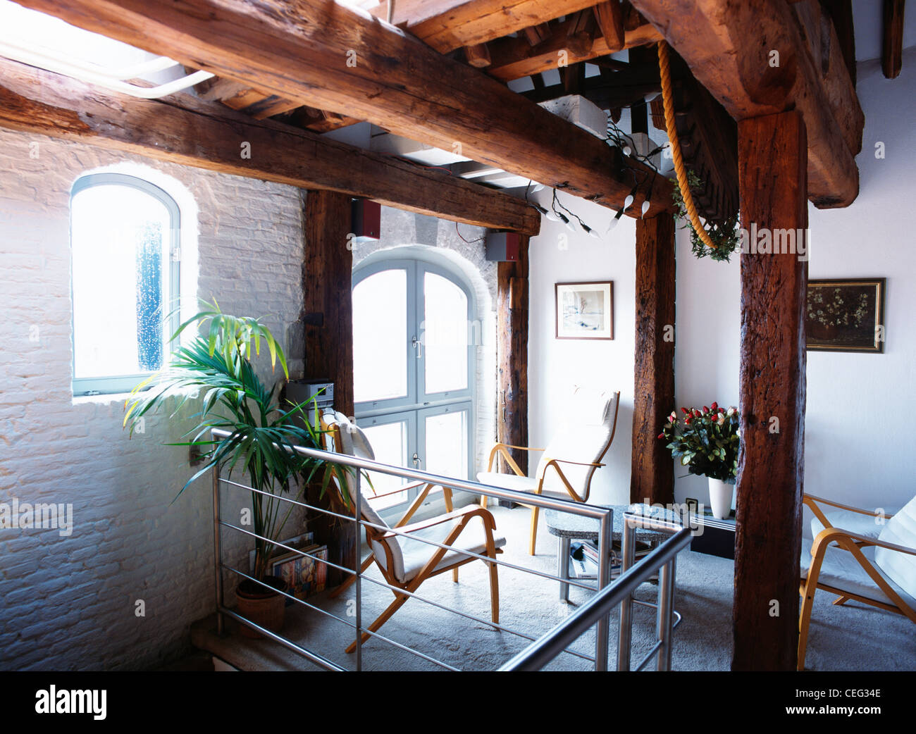 Converted Warehouse large rustic wooden beams in apartment hall in converted warehouse Converted Warehouse large rustic wooden beams in apartment hall in converted warehouse