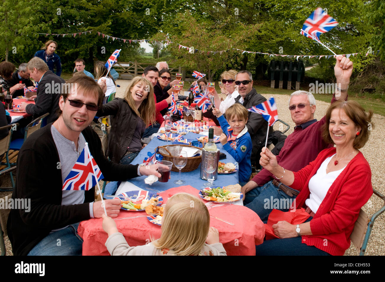 People celebrating at a traditional English