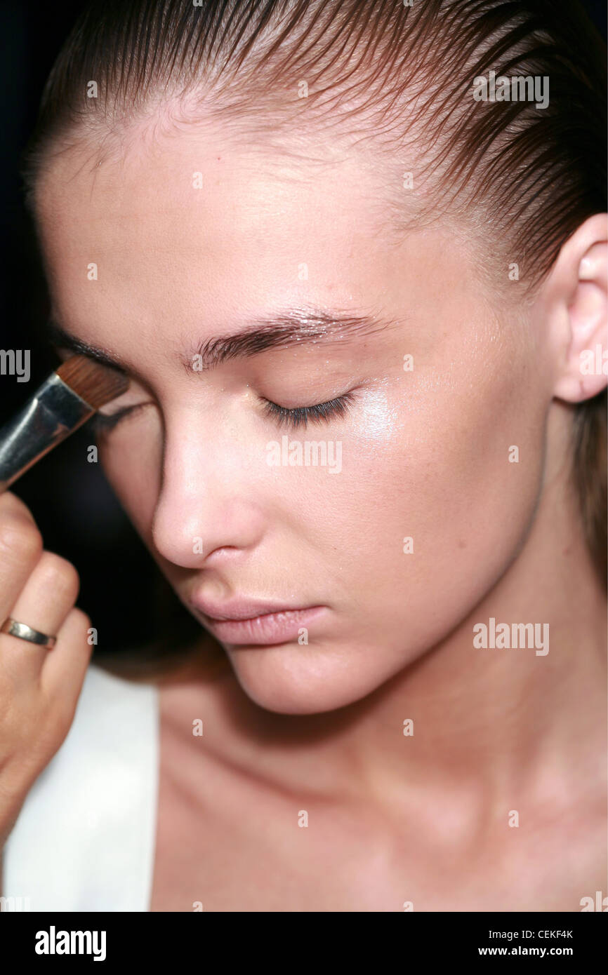 MaxMara Milan Backstage Spring Summer Model Blonde Hair Wet And