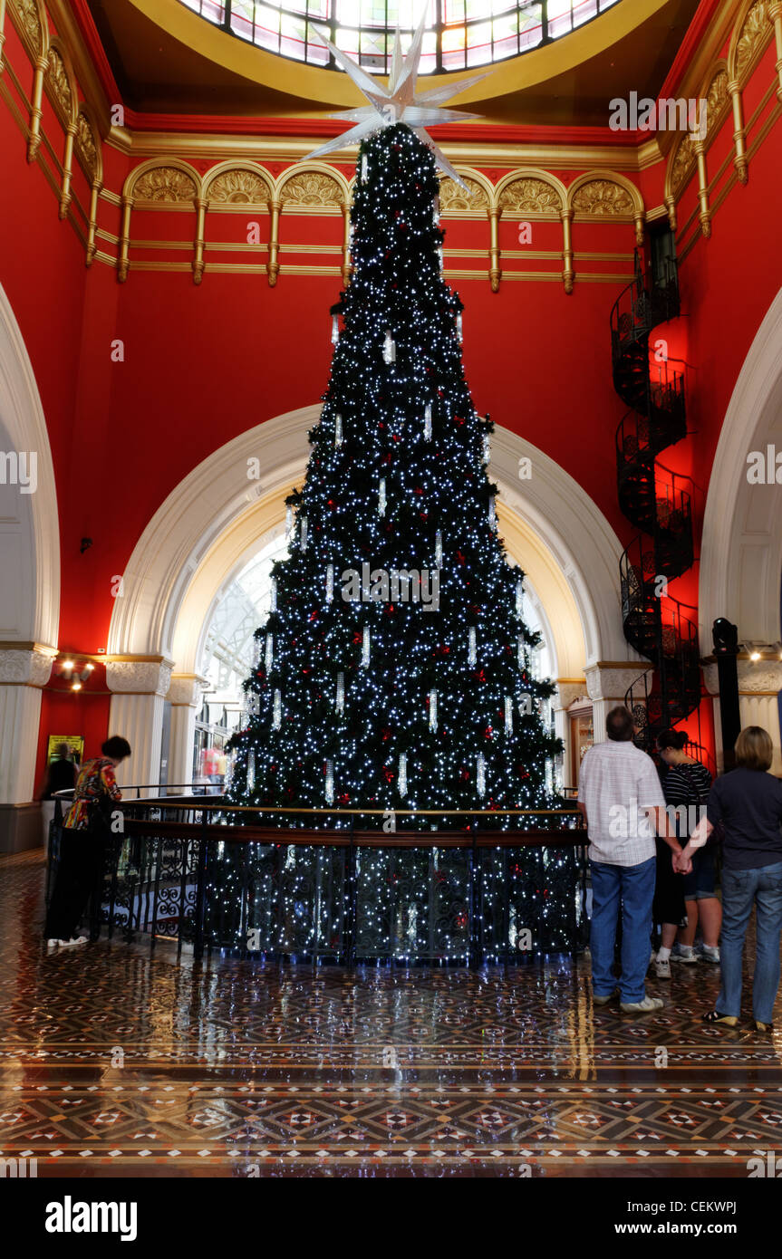 Christmas tree in the Queen Victoria Building shopping centre in Stock Photo, Royalty Free Image ...