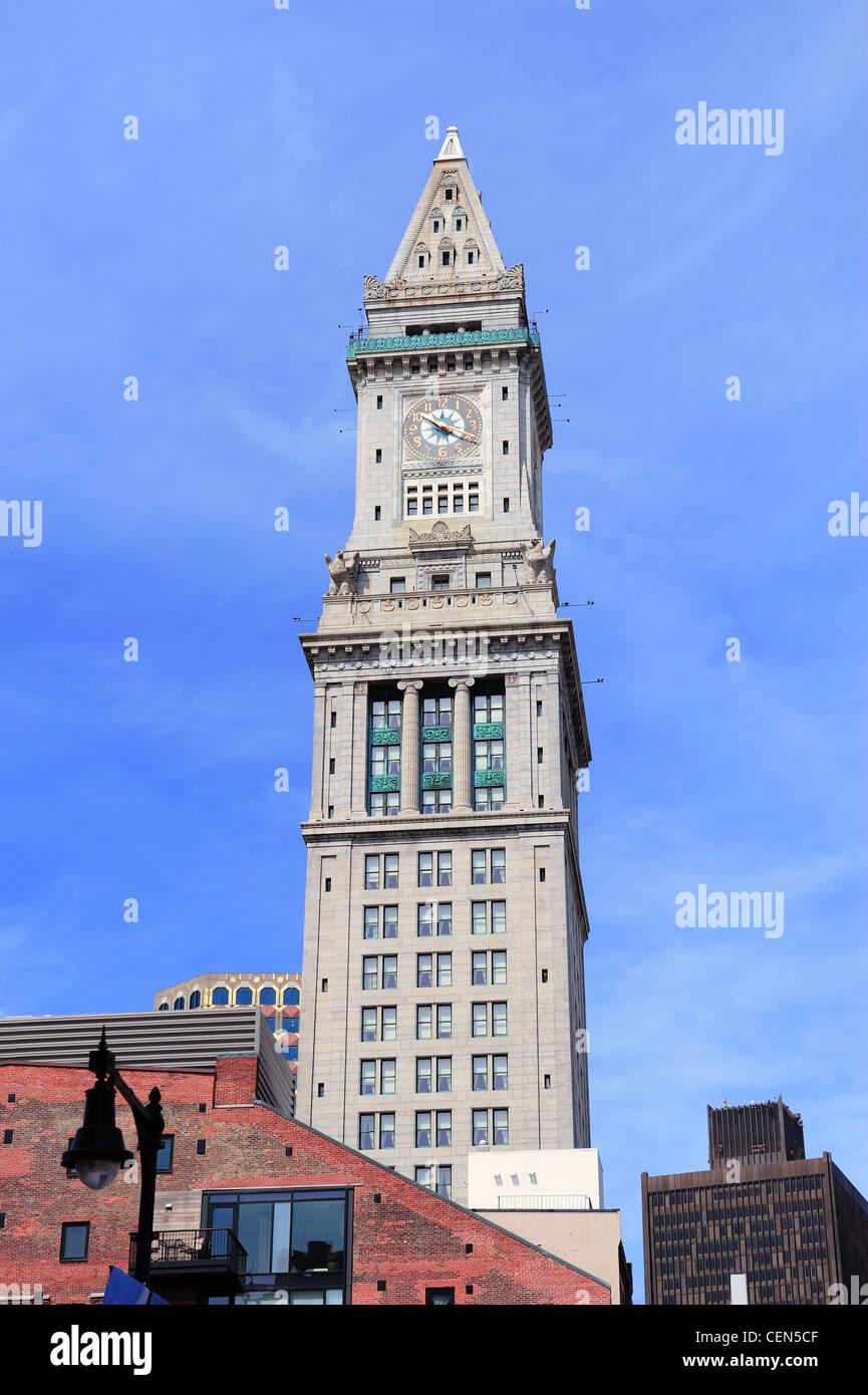 Boston Custom House Clock Tower In Downtown Stock Photo Alamy