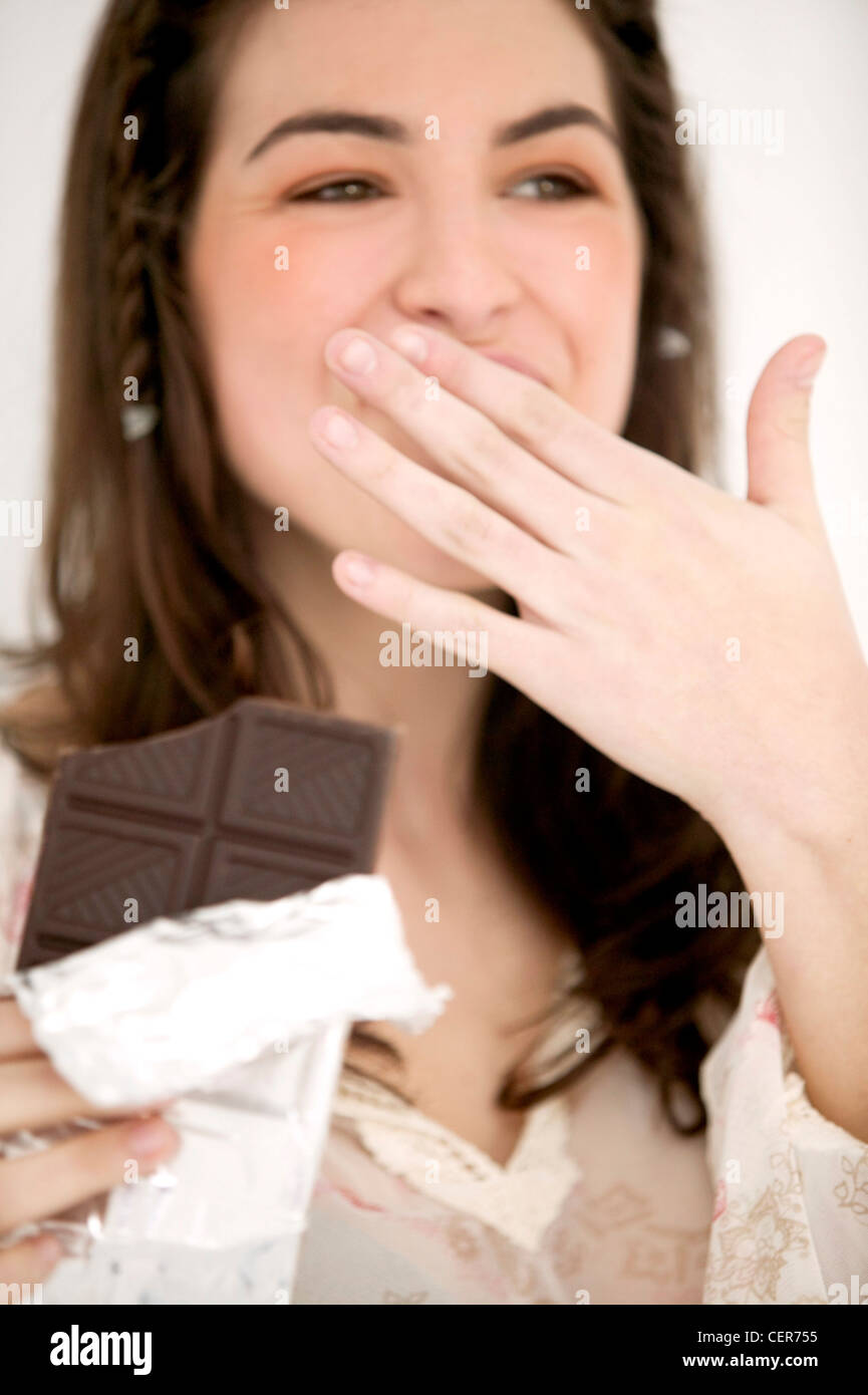 Female Long Brunette Hair Small Plaits On Either Side Wearing Sheer