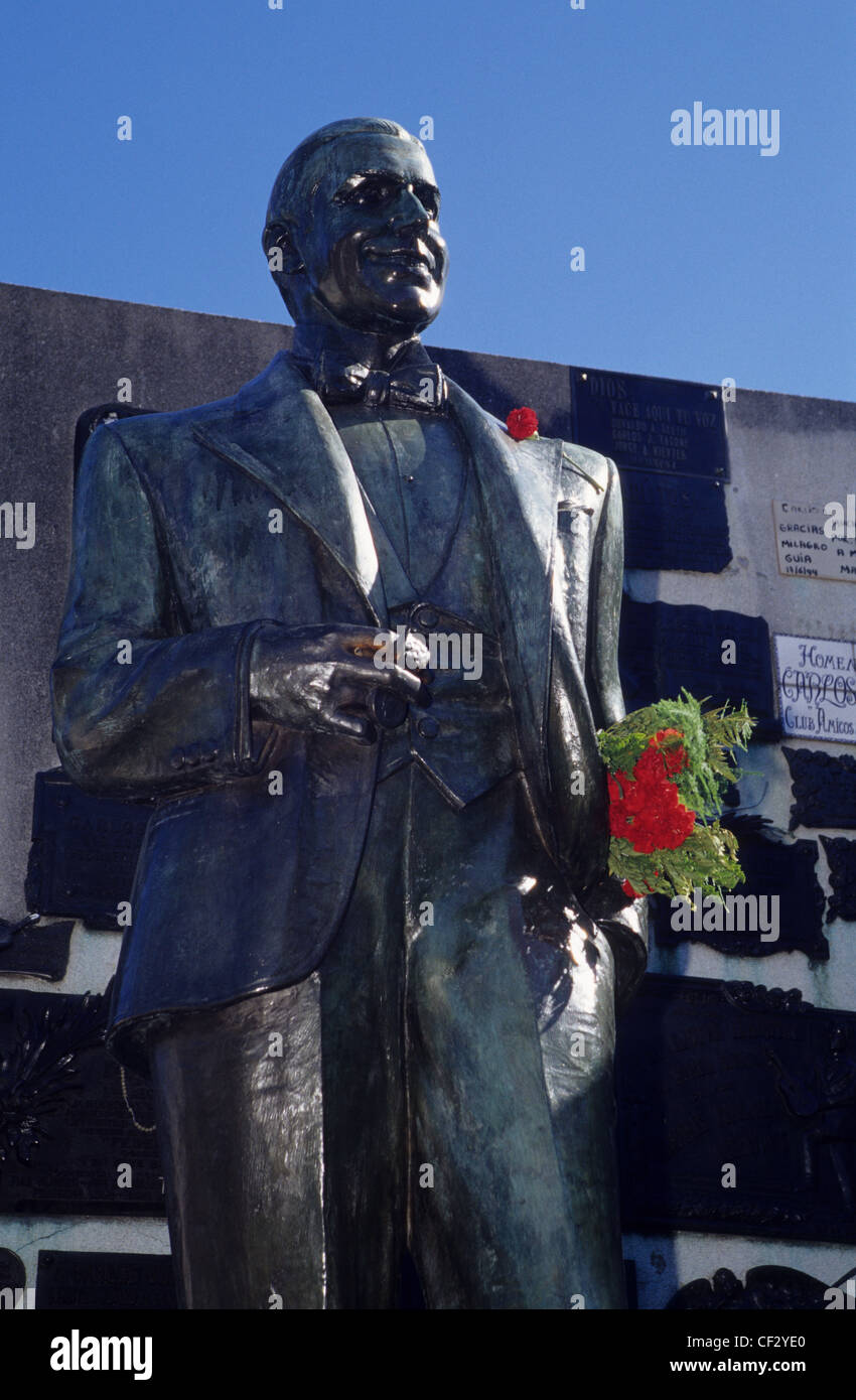 Carlos Gardel Statue On His Grave In La Chacarita Cemetery Buenos