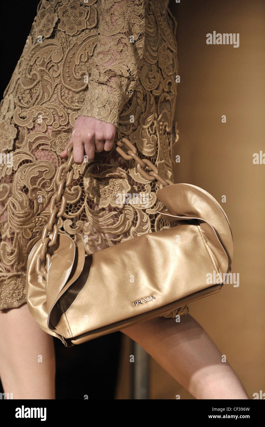 Prada Milan Ready To Wear Autumn Winter Model Carrying Gold ...  