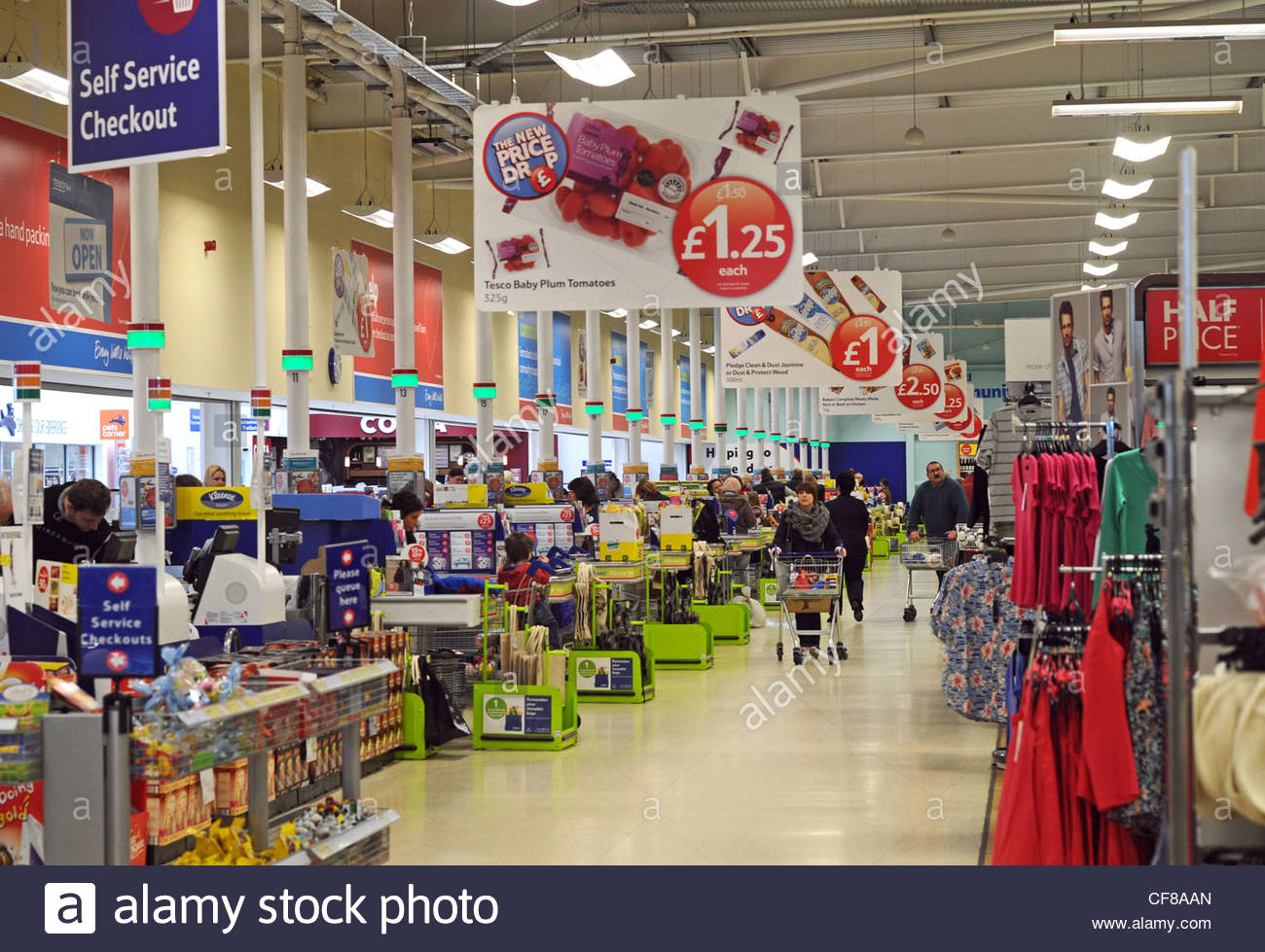 Inside a Tesco supermarket superstore in West Sussex UK Stock Photo
