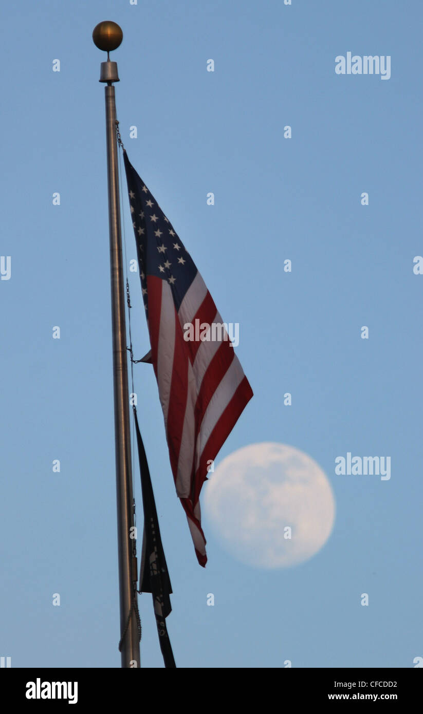 American Flag Moon Stock Photo Alamy