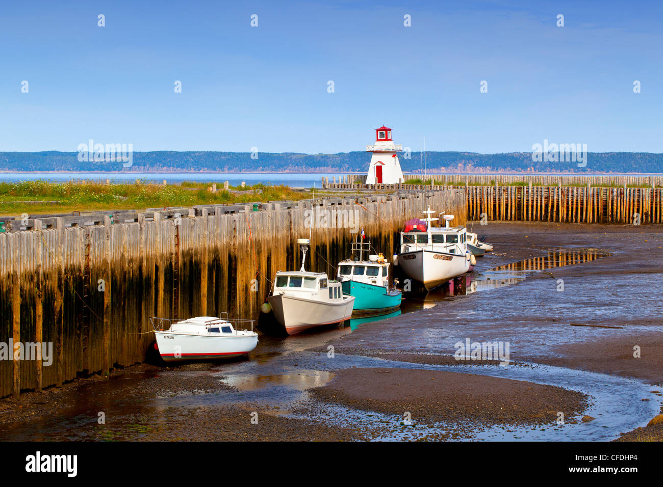 Fishing boats at low tide, Belliveau Cove, Bay of Fundy, Nova Scotia