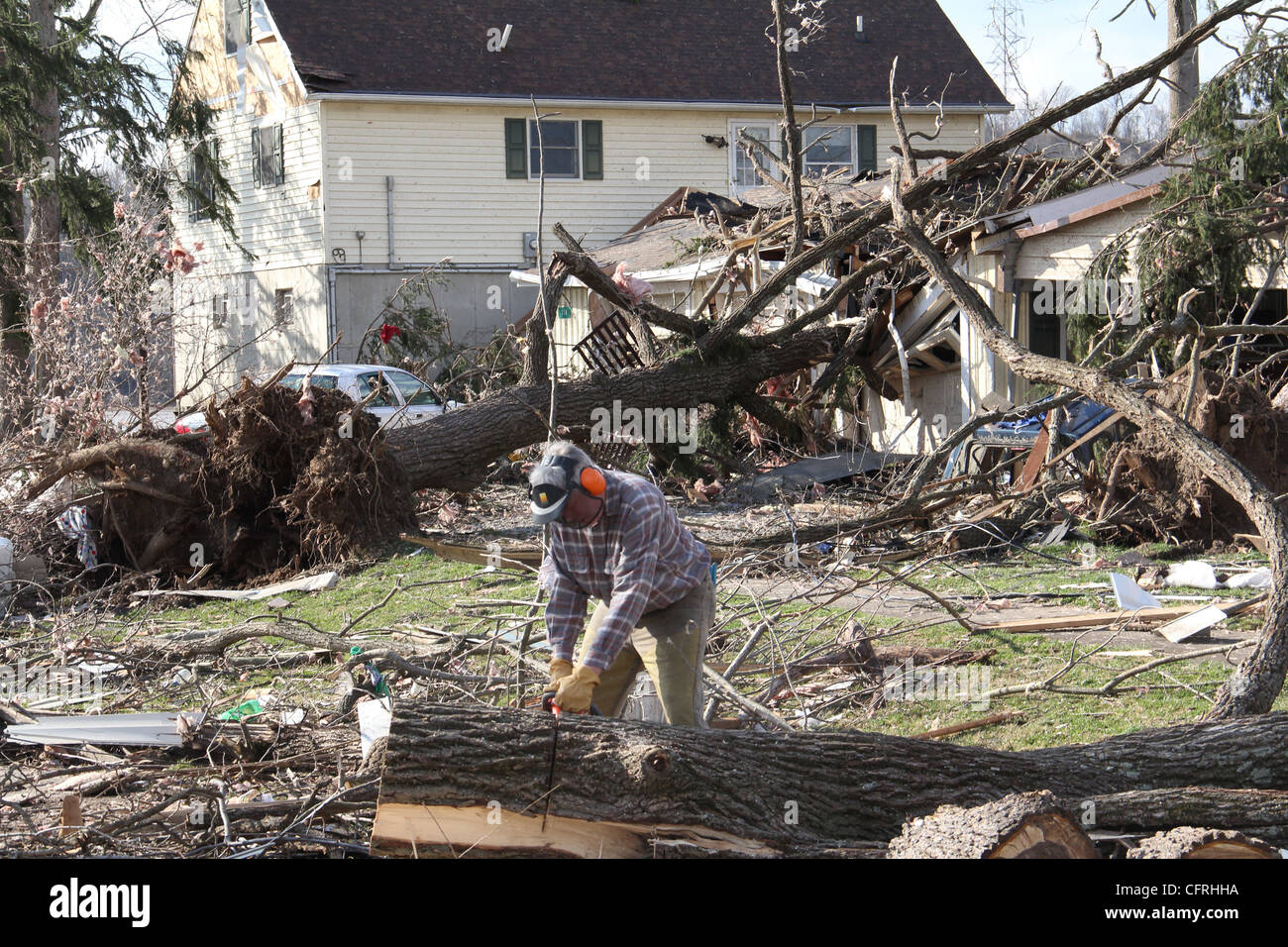 Clean Up From Tornado Damage Town Moscow Ohio Stock Photo Alamy