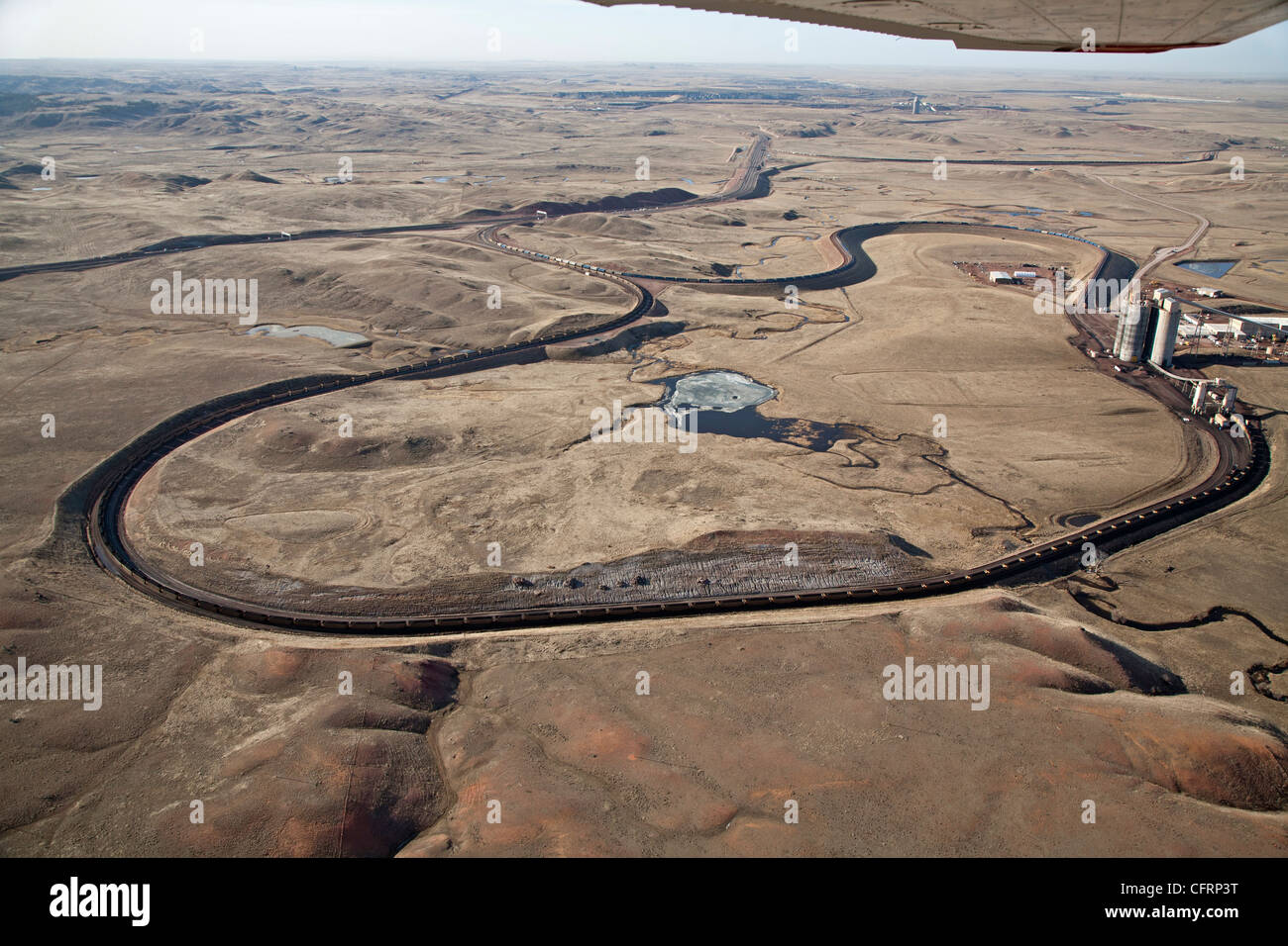 Coal Train Loading Facility in Wyoming's Powder River Basin Stock Photo