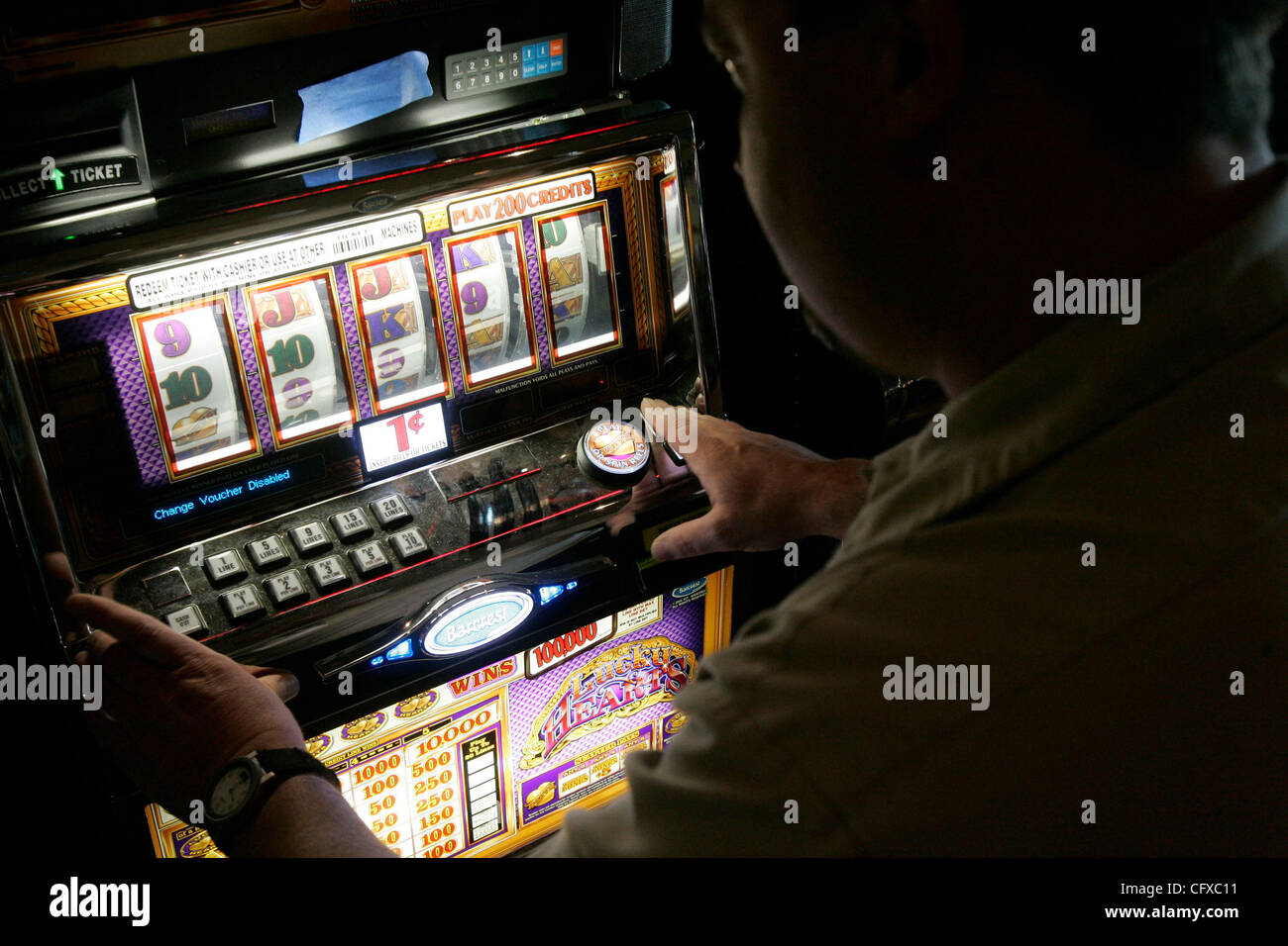 April 5th, 2007, Santa Ysabel, California, USA. Slot technician JOHN MOSES programs slot machines at the Santa Ysabel Casino on Thursday in Santa Ysabel
